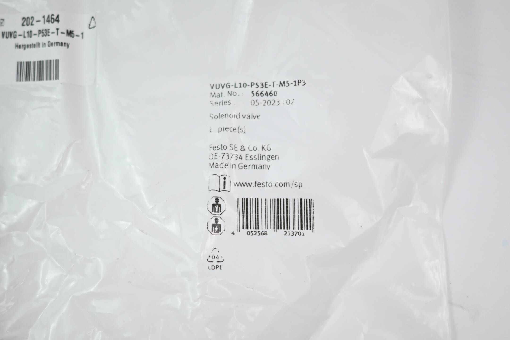 Festo 5/3-Wege-Magnetventil VUVG-L10-P53E-T-M5-1P3 ( 566460 )
