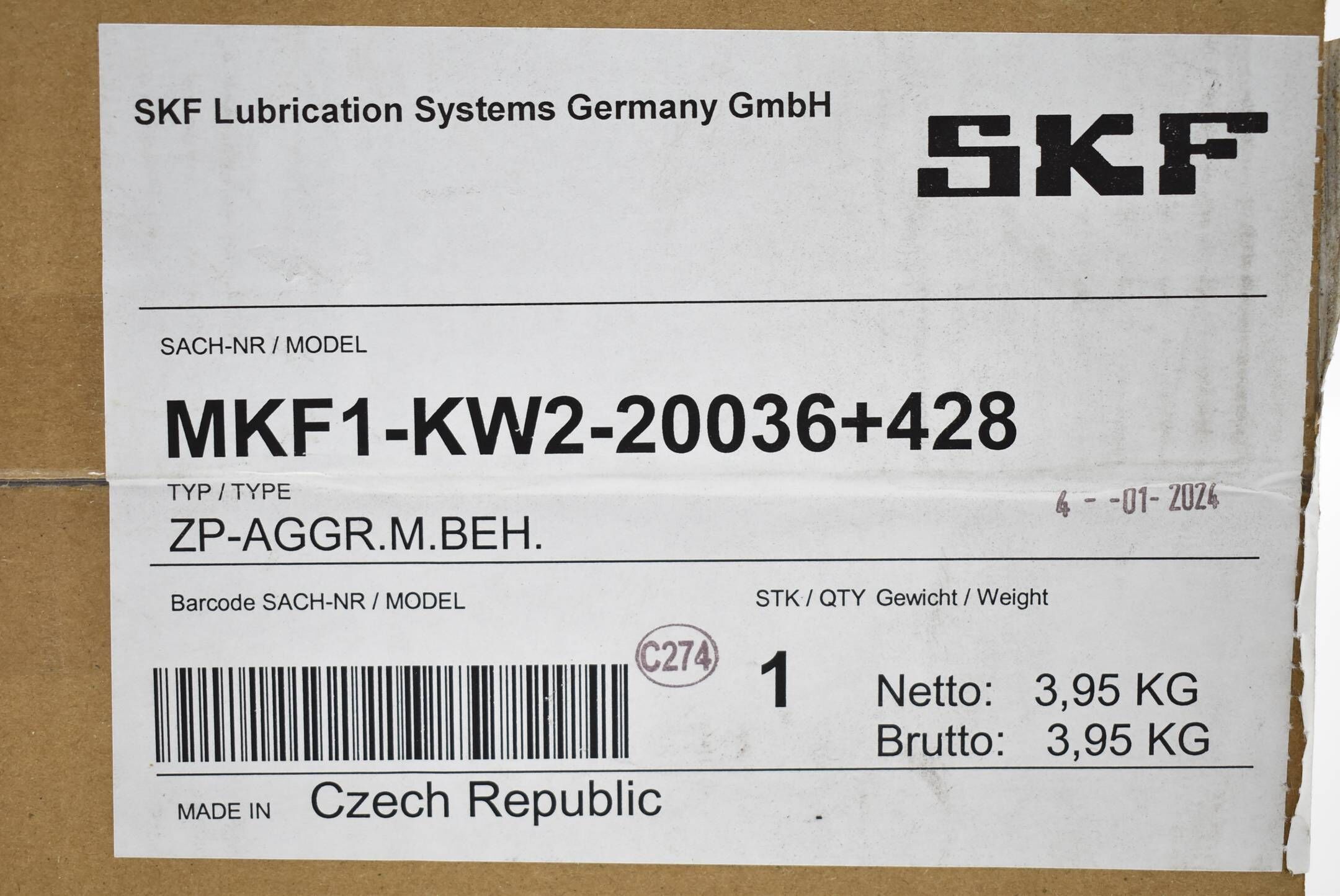 SKF Schmierpumpe MKF1-KW2-20036+428 ( ZP-AGGR.M.BEH. )