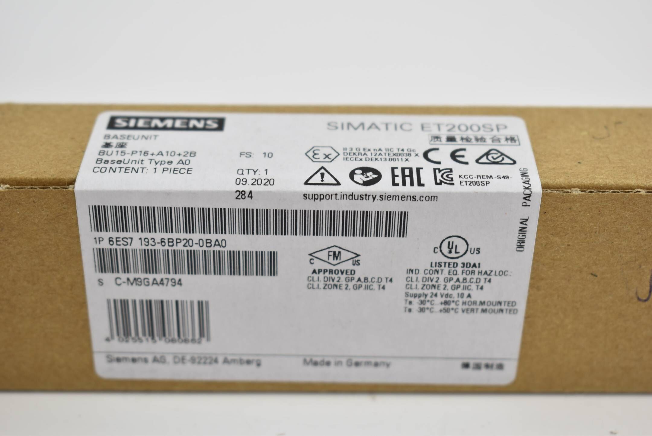 Siemens simatic ET 200SP BU-15 6ES7 193-6BP20-0BA0 ( 6ES7193-6BP20-0BA0 ) E10