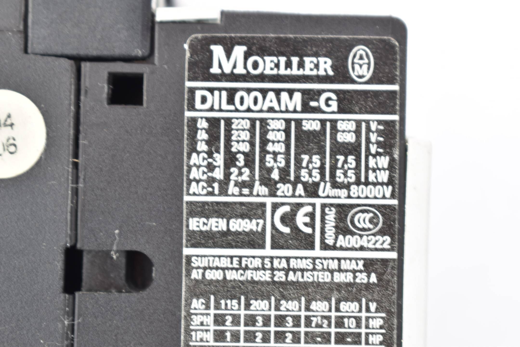 Moeller Leistungsschütz 20 A 8000 V DIL00AM-G