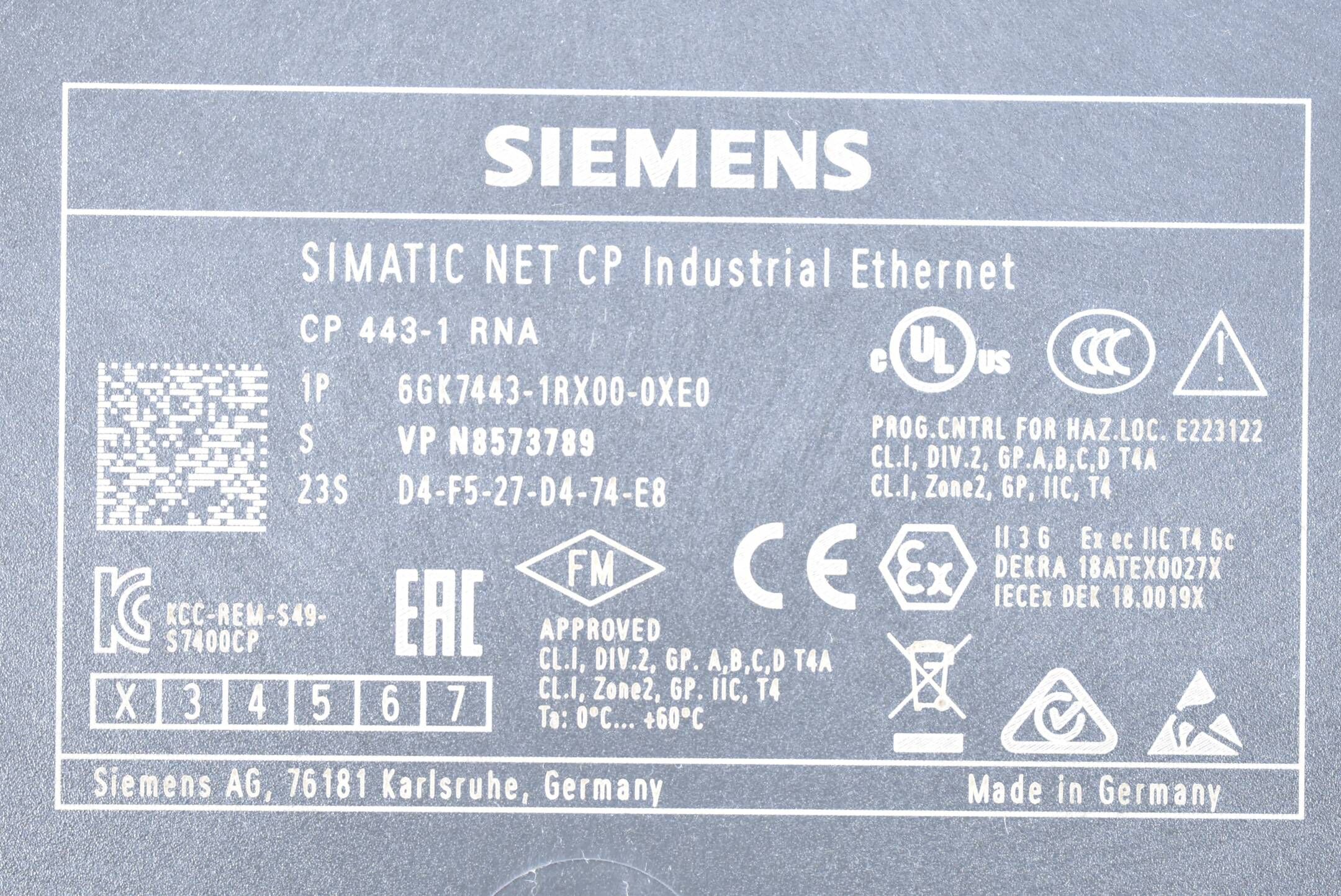 Siemens Simatic NET CP 443-1 RNA 6GK7443-1RX00-0XE0 ( 6GK7 443-1RX00-0XE0 ) E.2