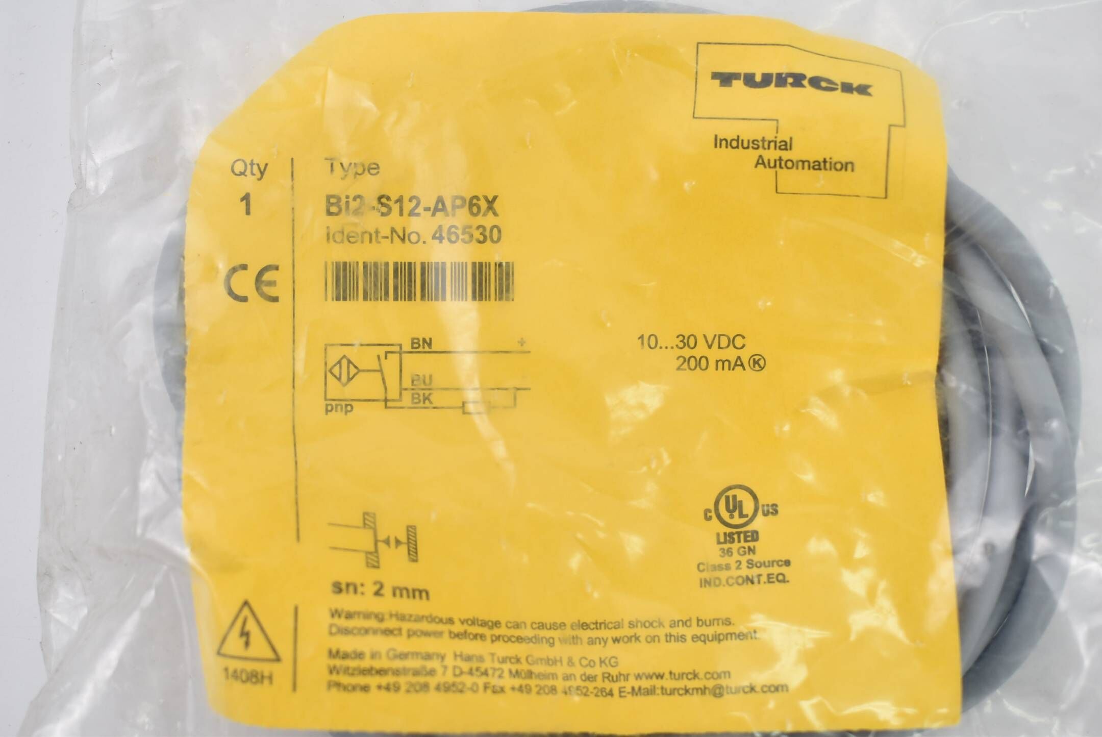 Turck induktiver Sensor 10-30VDC 20mA 2mm Bi2-S12-AP6X ( 46530 )