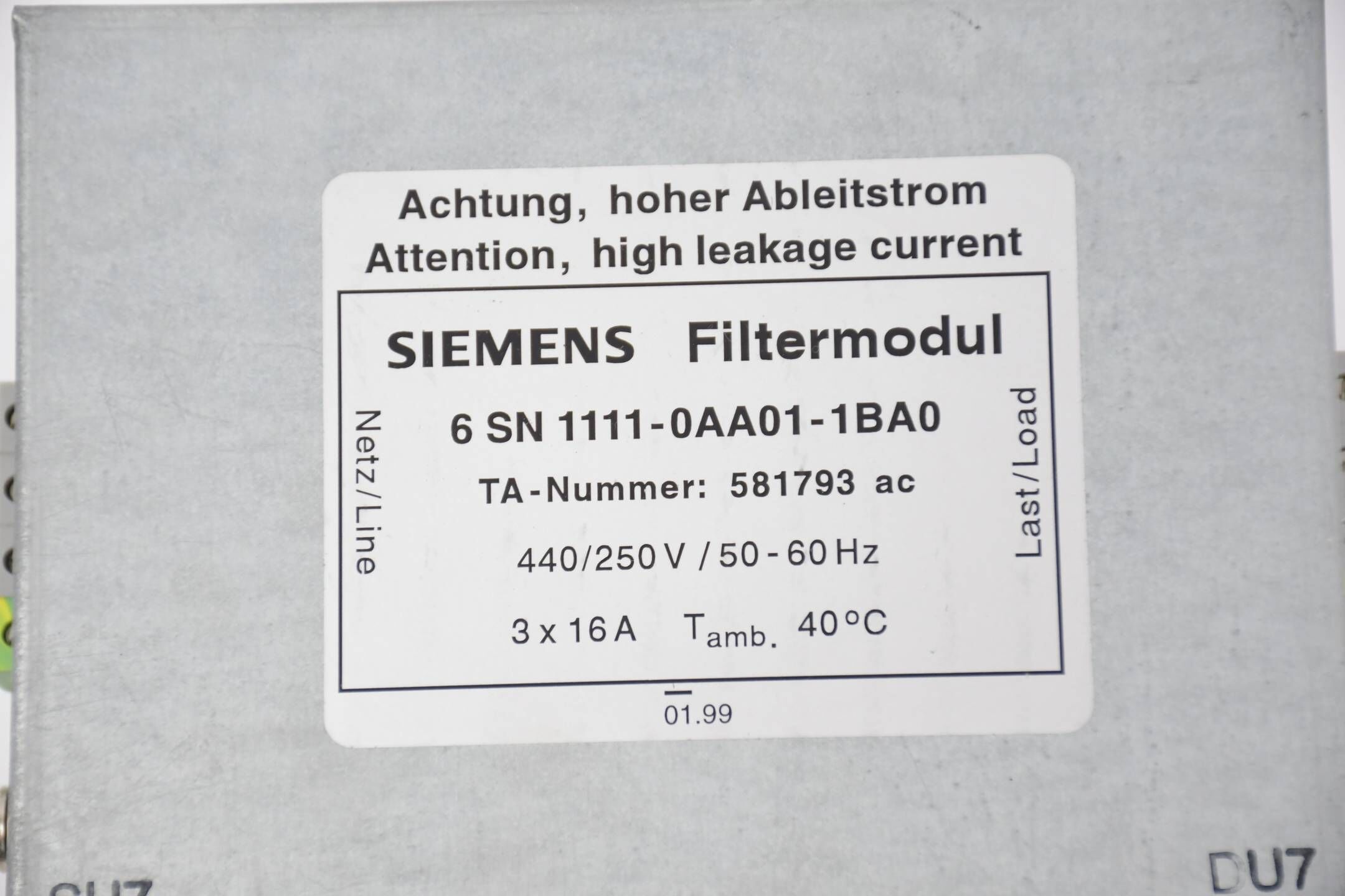 Siemens Simodrive 611 Filtermodul 6SN1111-0AA01-1BA0  ( 6SN1 111-0AA01-1BA0 )