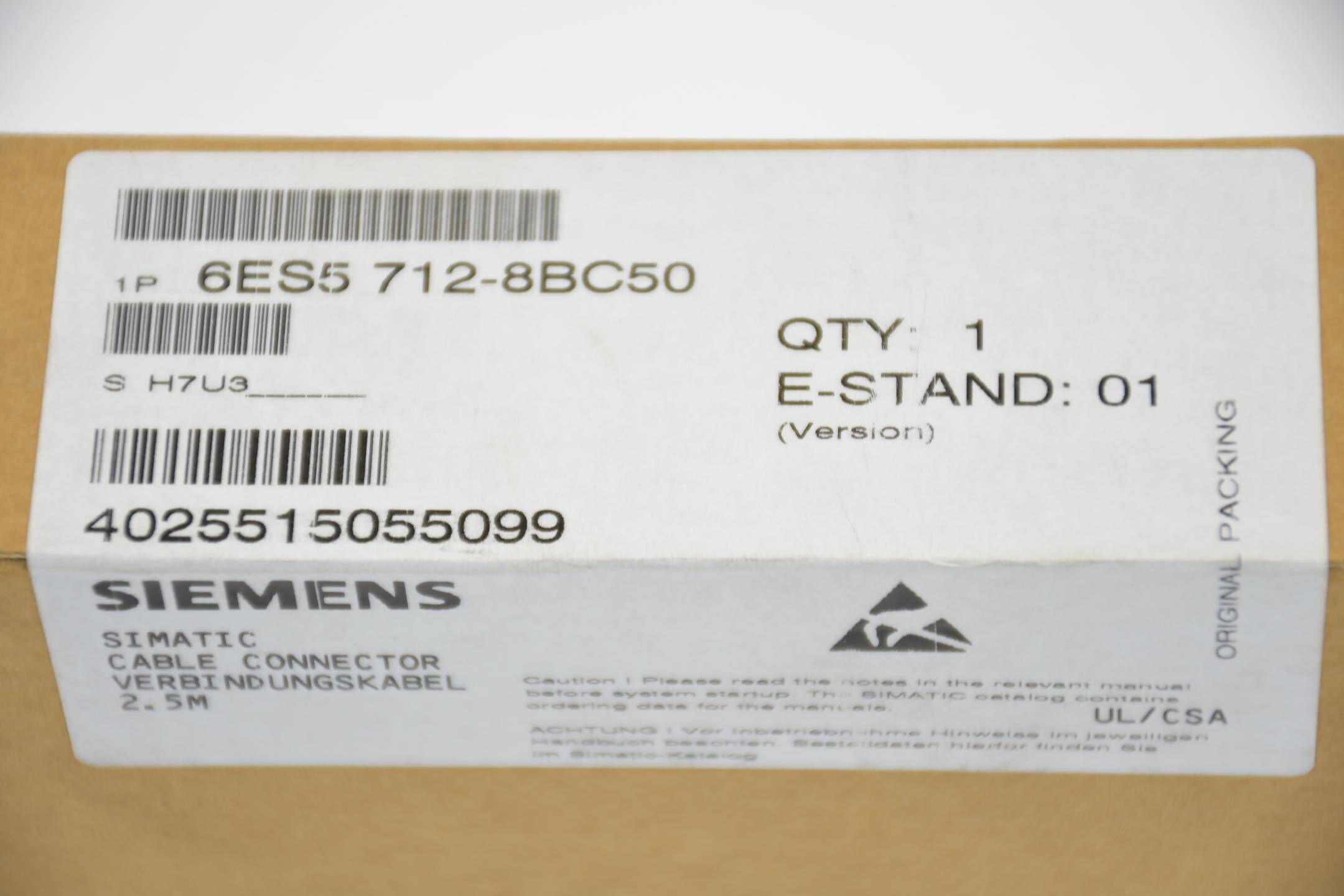 Siemens simatic S5 Steckleitung 712 2,5m 6ES5 712-8BC50 ( 6ES5712-8BC50 ) 