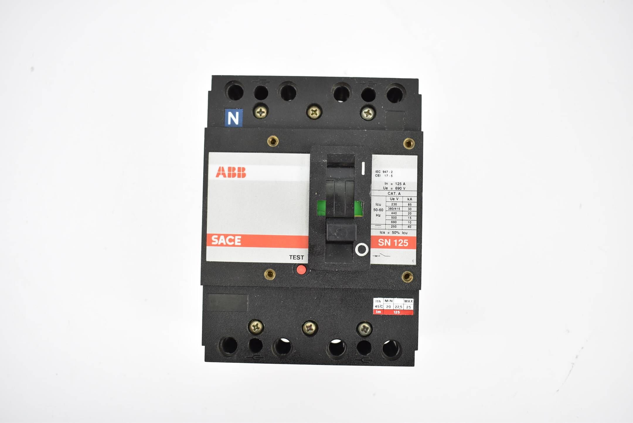 ABB sace Leistungsschatler 125 A 690 V SN 125