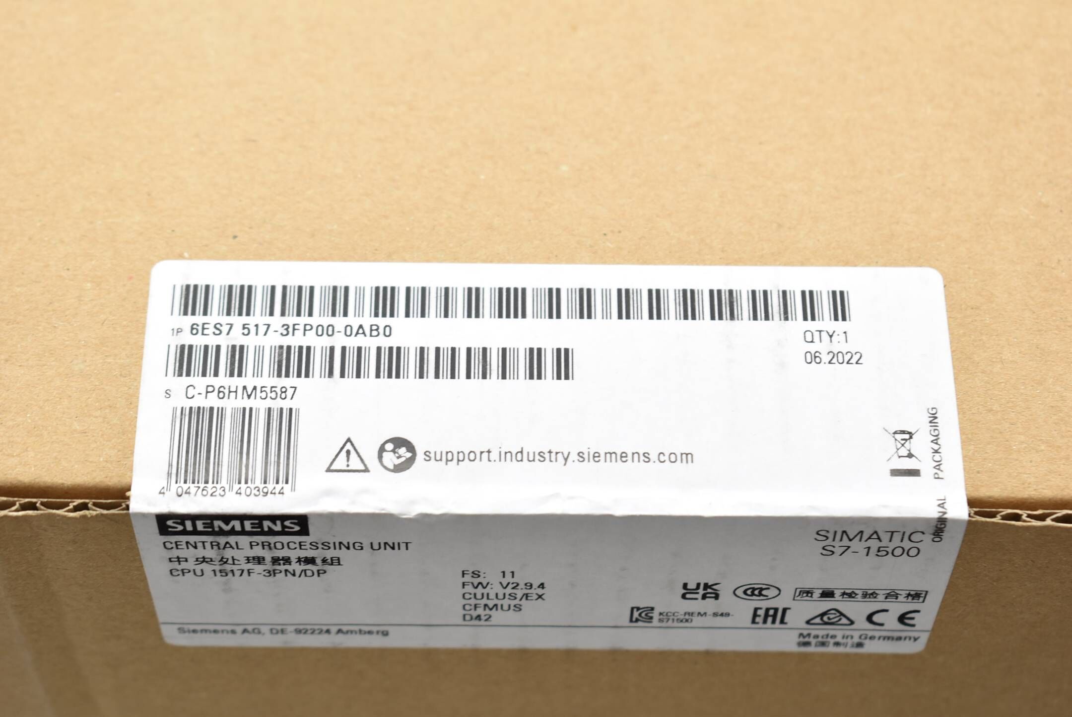 Siemens S7-1500 CPU 1517F-3 PN/DP 6ES7 517-3FP00-0AB0 6ES7517-3FP00-0AB0 E11