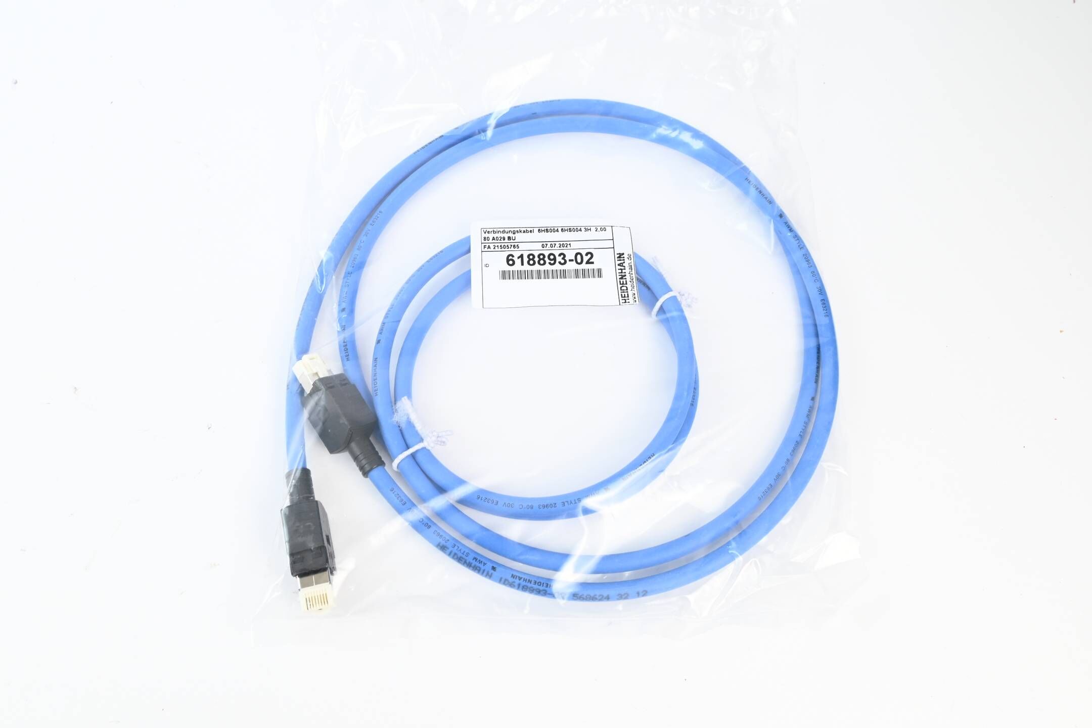 Heidenhain Verbindungskabel Ethernet-Stecker 618893-02 ( 2 Meter )