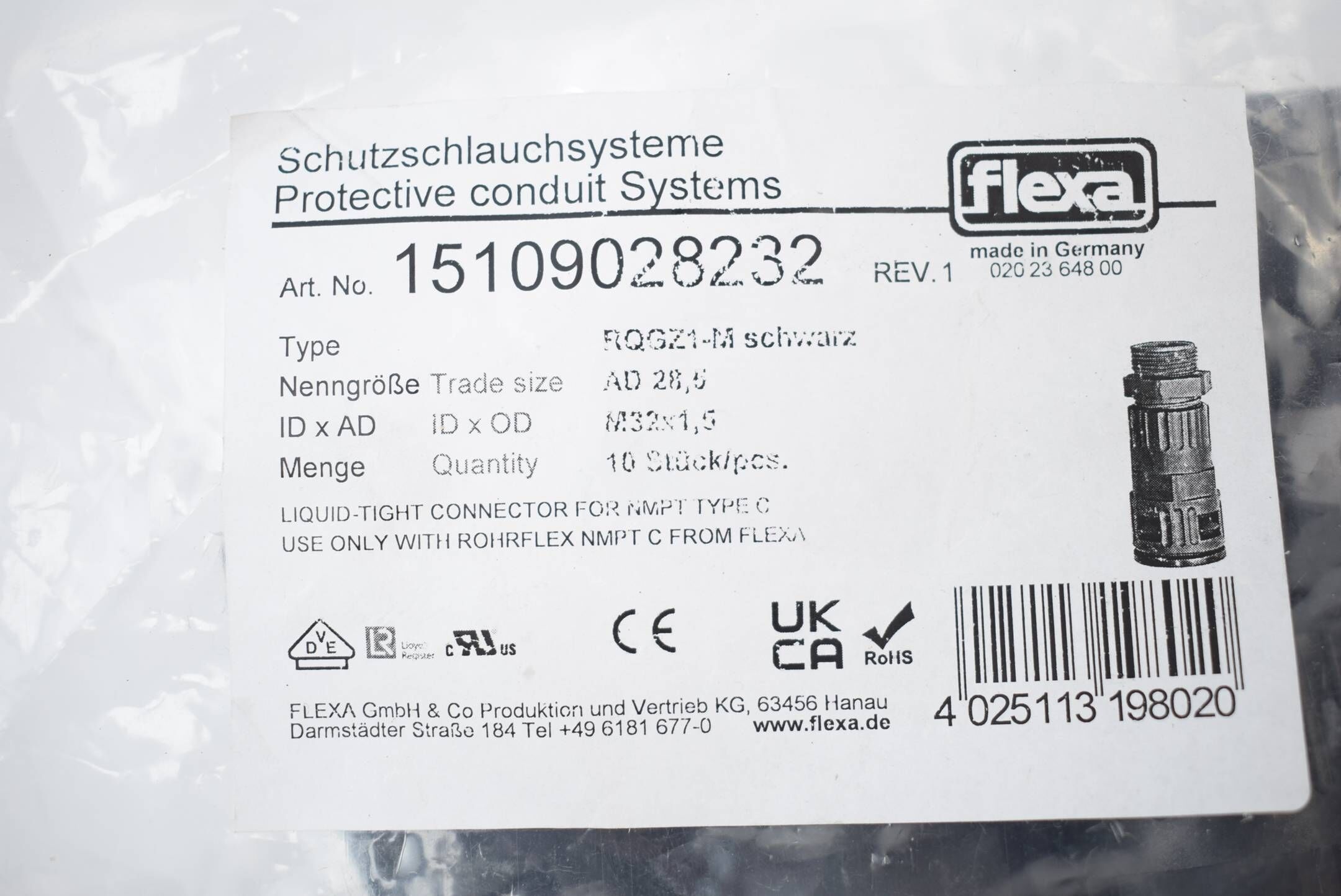 Flexa Schutzschlauchsystem RQGZ1-M ( 15109028232 ) 6 Stück