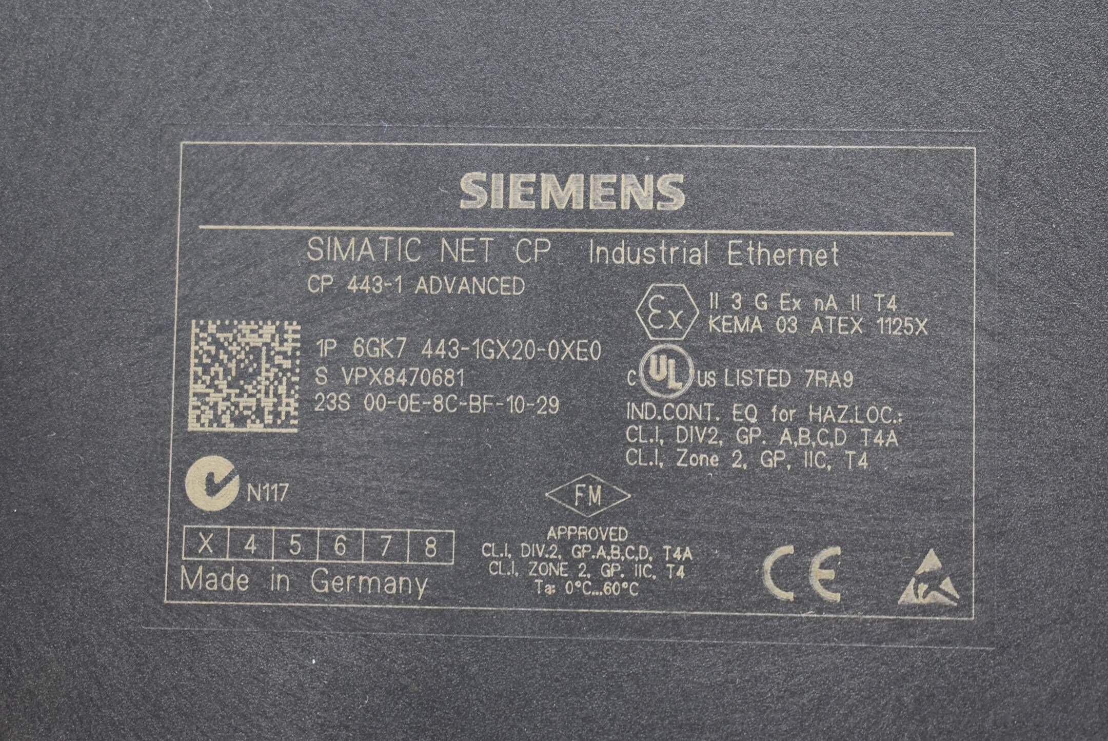 Siemens Simatic Net CP 443-1 Advanced 6GK7 443-1GX20-0XE0 ( 6GK7443-1GX20-0XE0 )