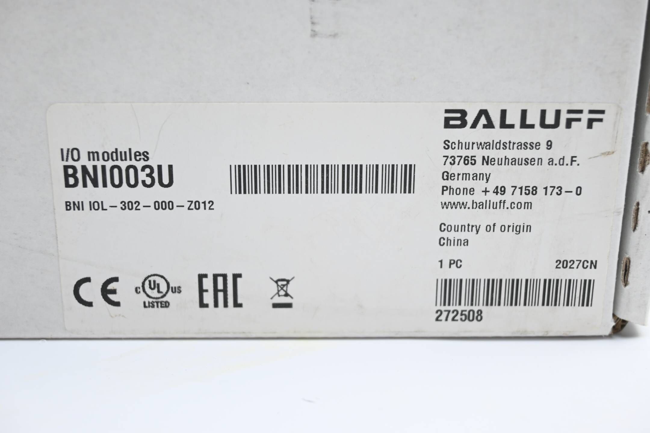 Balluff  IO-Link Sensor-/Aktor-Hub BNI IOL-302-000-Z012 ( BNI003U )