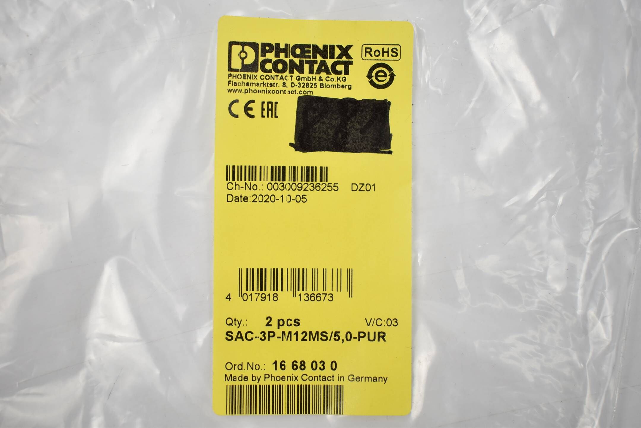 Phoenix Contact Sensor-/Aktor-Kabel SAC-3P-M12MS/5,0-PUR ( 1668030 ) VE 2 Stück