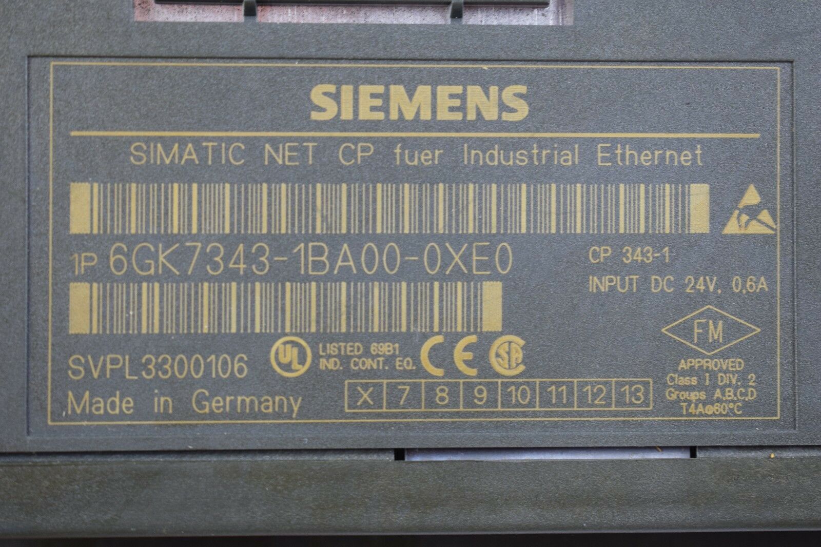 Siemens simatic net CP 343-1 6GK7343-1BA00-0XE0 ( 6GK7 343-1BA00-0XE0 )