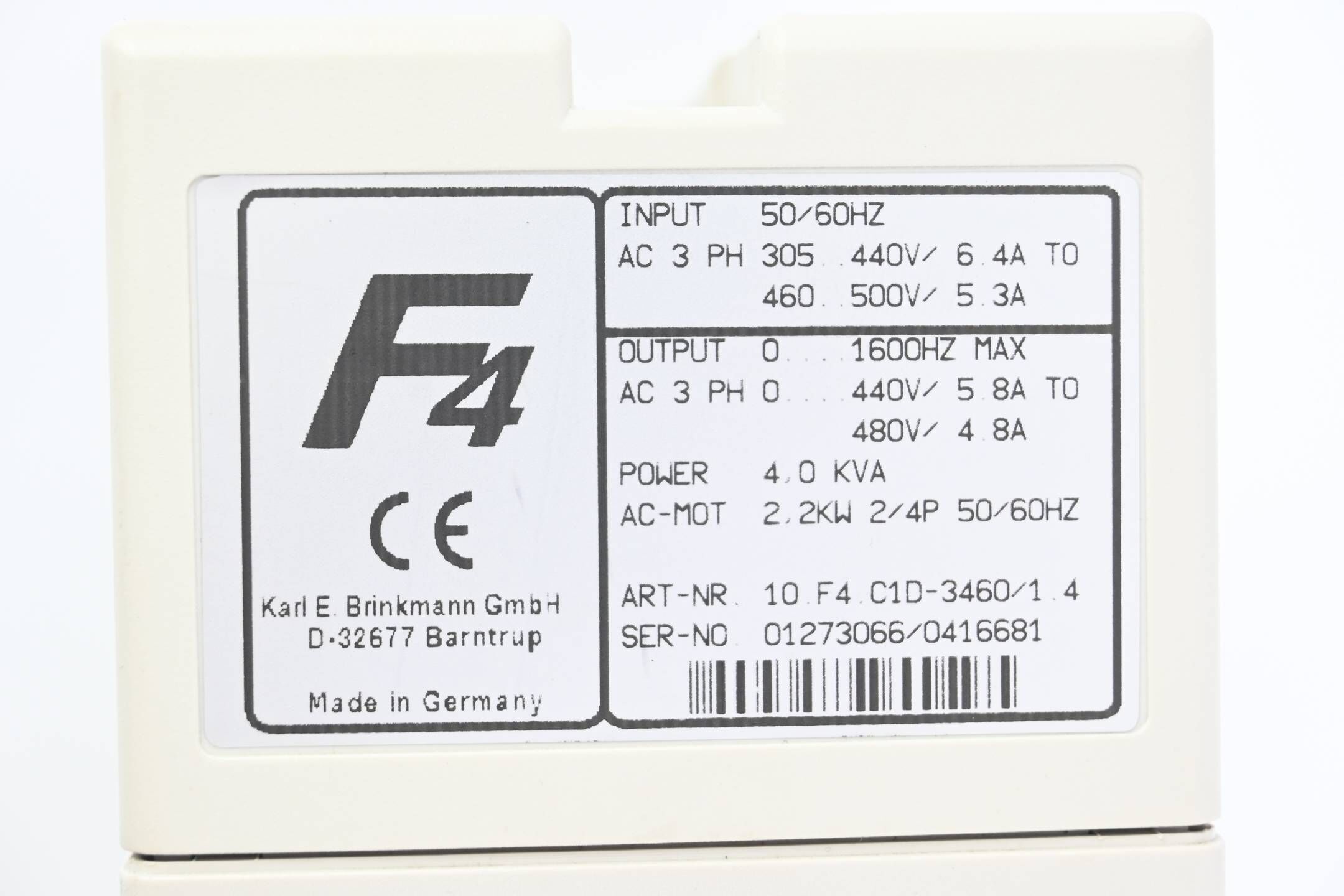 KEB Combivert F4 Frequenzumrichter 10.F4.C1D-3460/1.4 inkl. Netzfilter + Panel