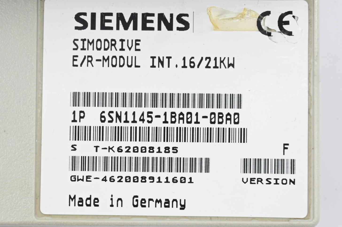 Siemens Simodrive Frontcover für 6SN1145-1BA01-0BA0