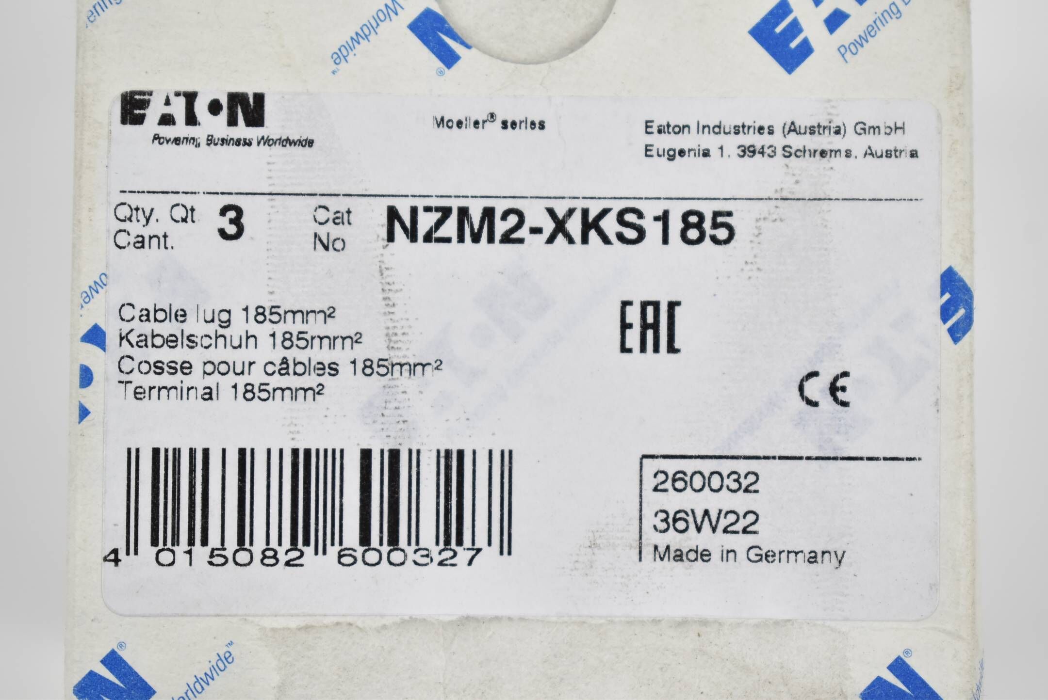 Eaton Kabelschuhe NZM2-XKS185 ( 280032 ) VE 3 Stück