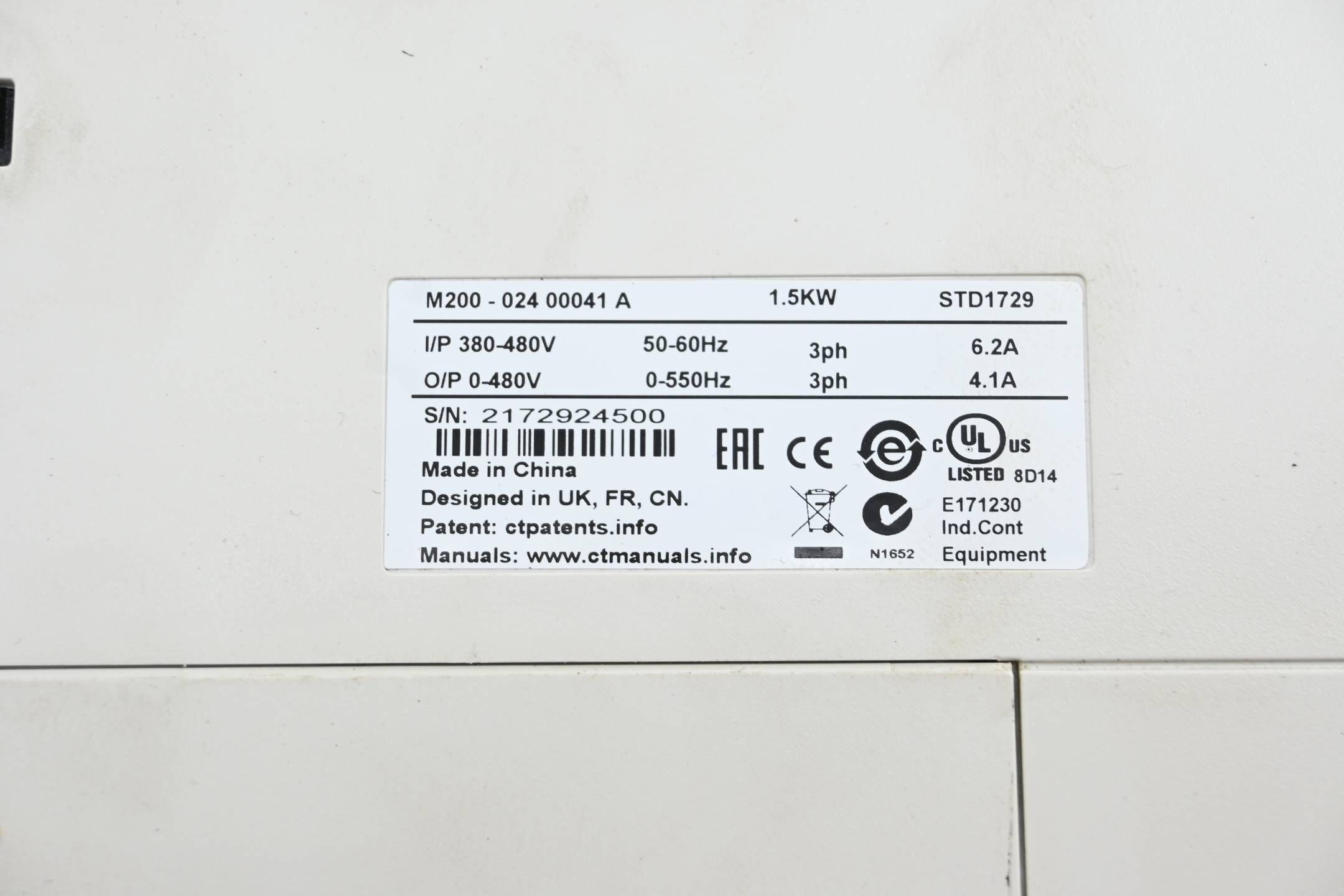 Emerson Control Techniques Unidrive M200-024 00041 A 