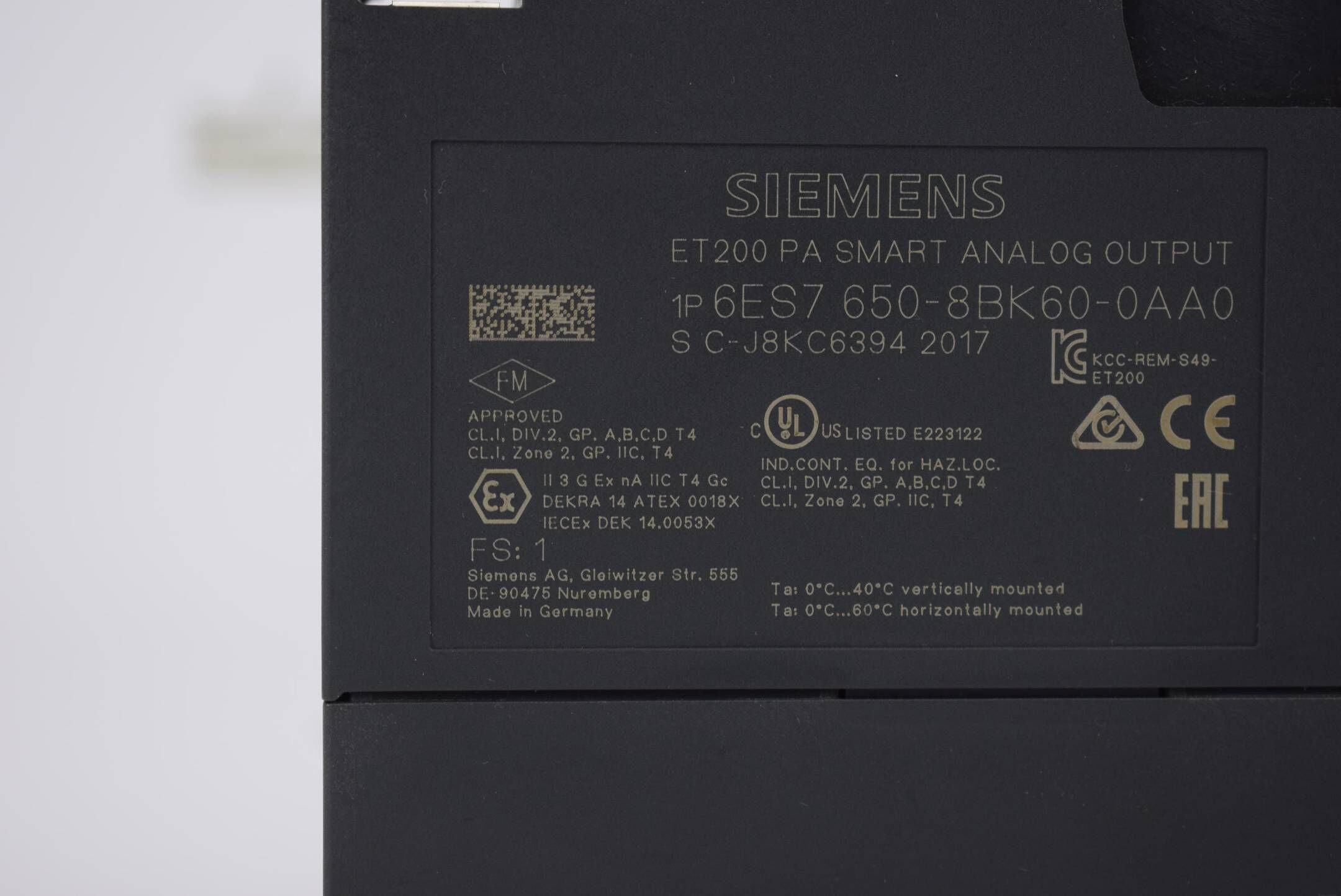 Siemens simatic ET200PA Smart 6ES7 650-8BK60-0AA0 ( 6ES7650-8BK60-0AA0 ) E1