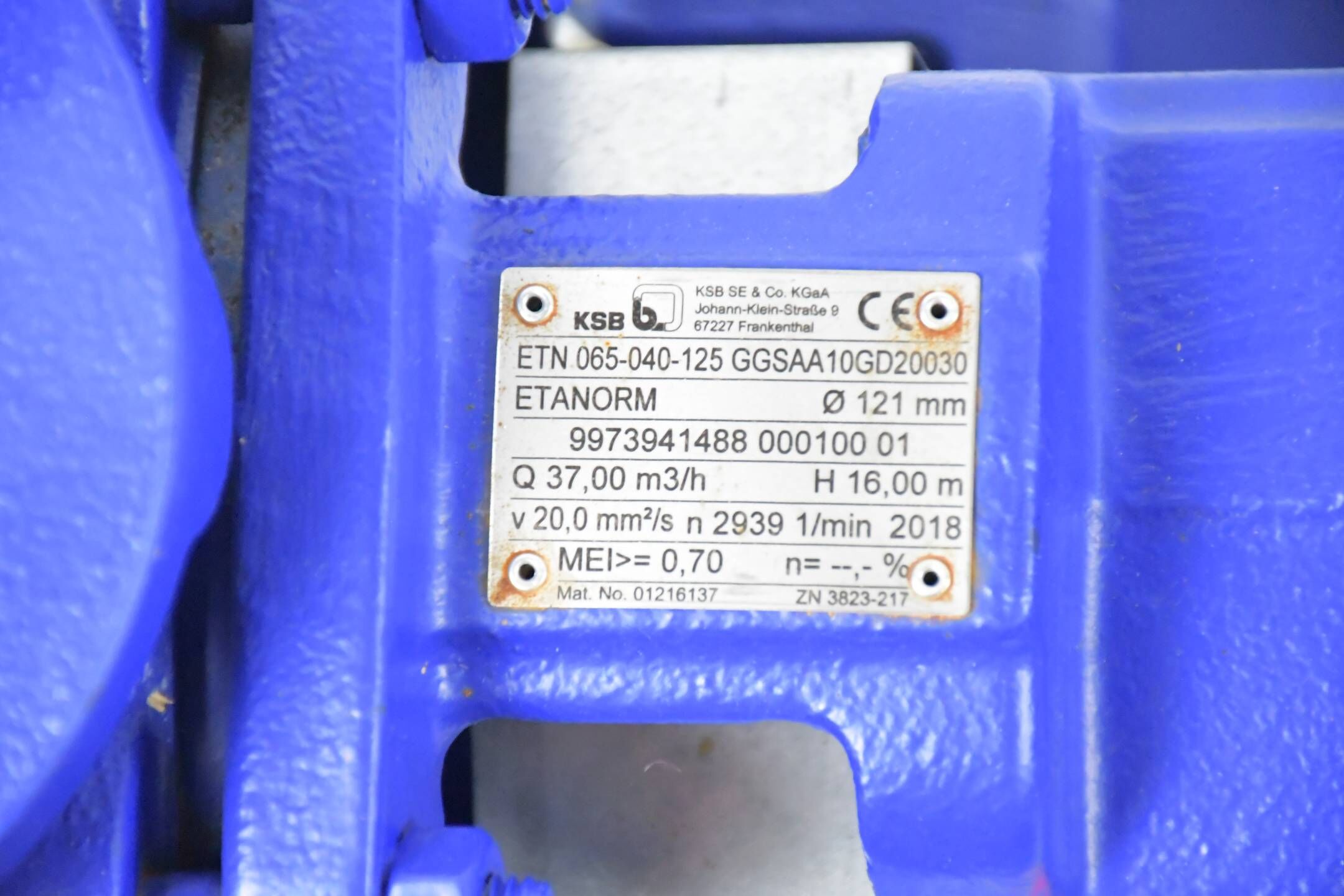 KSB Etanorm Spiralgehäusepumpe ETN 065-040-125 ( GSAA10GD20030 + 01550188 )