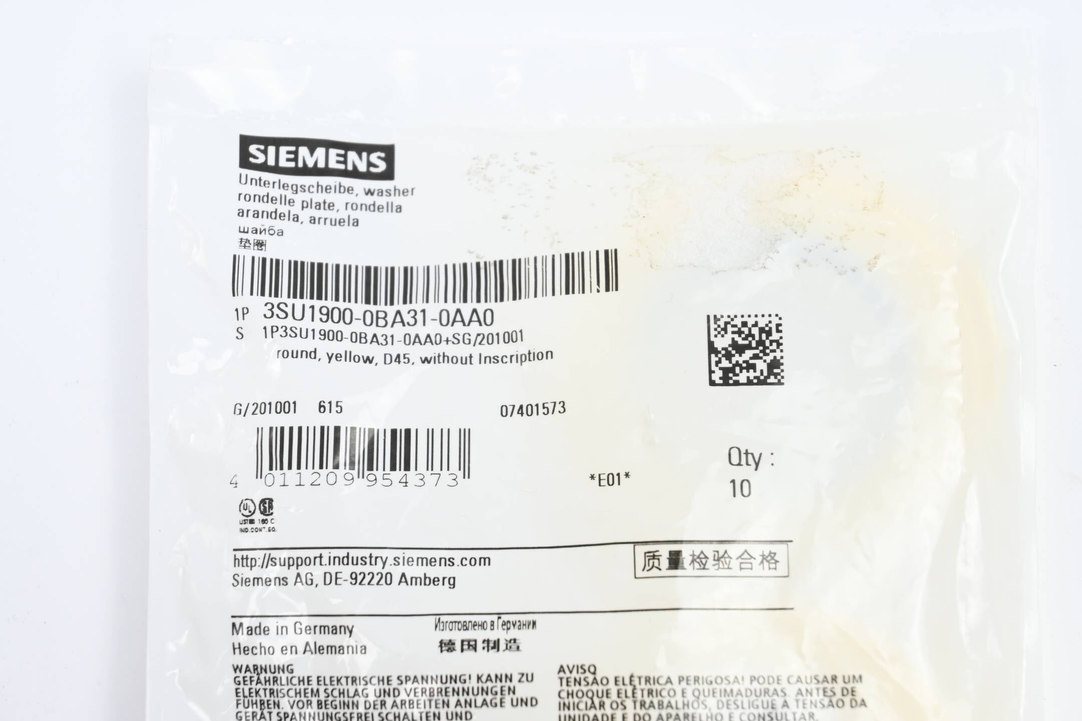 Siemens Unterlegscheiben 3SU1900-0BA31-0AA0 ( 3SU1 900-0BA31-0AA0 )