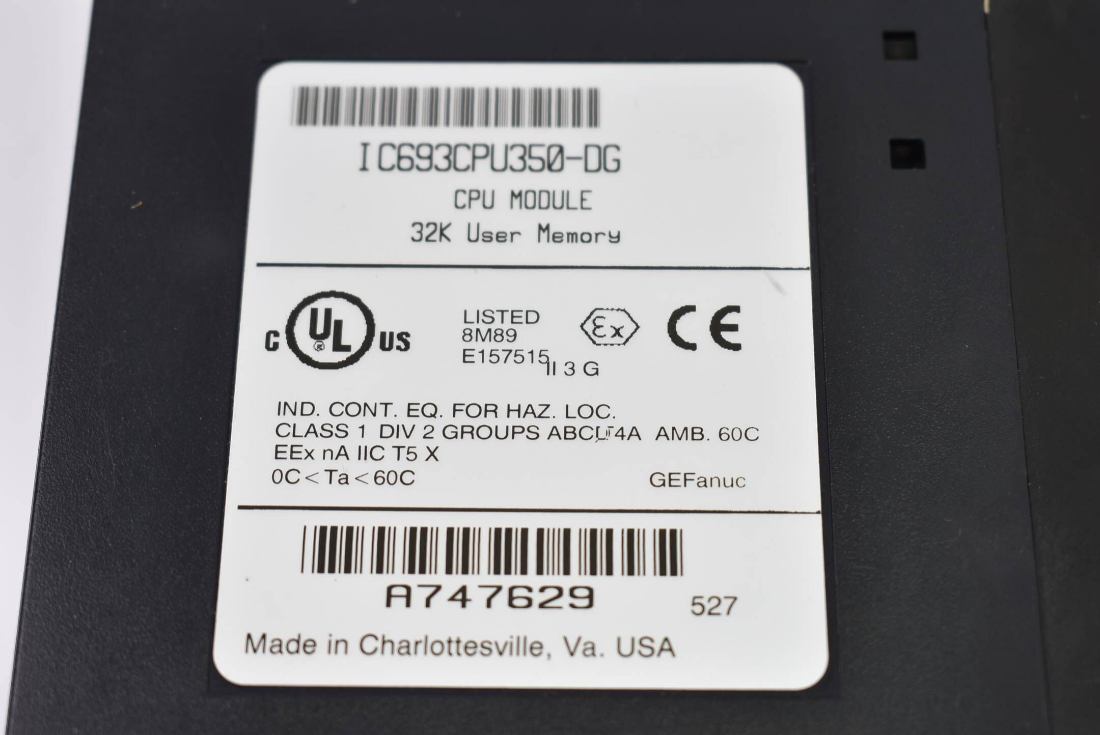 Fanuc CPU module 32K User Memory IC693CPU350-DG