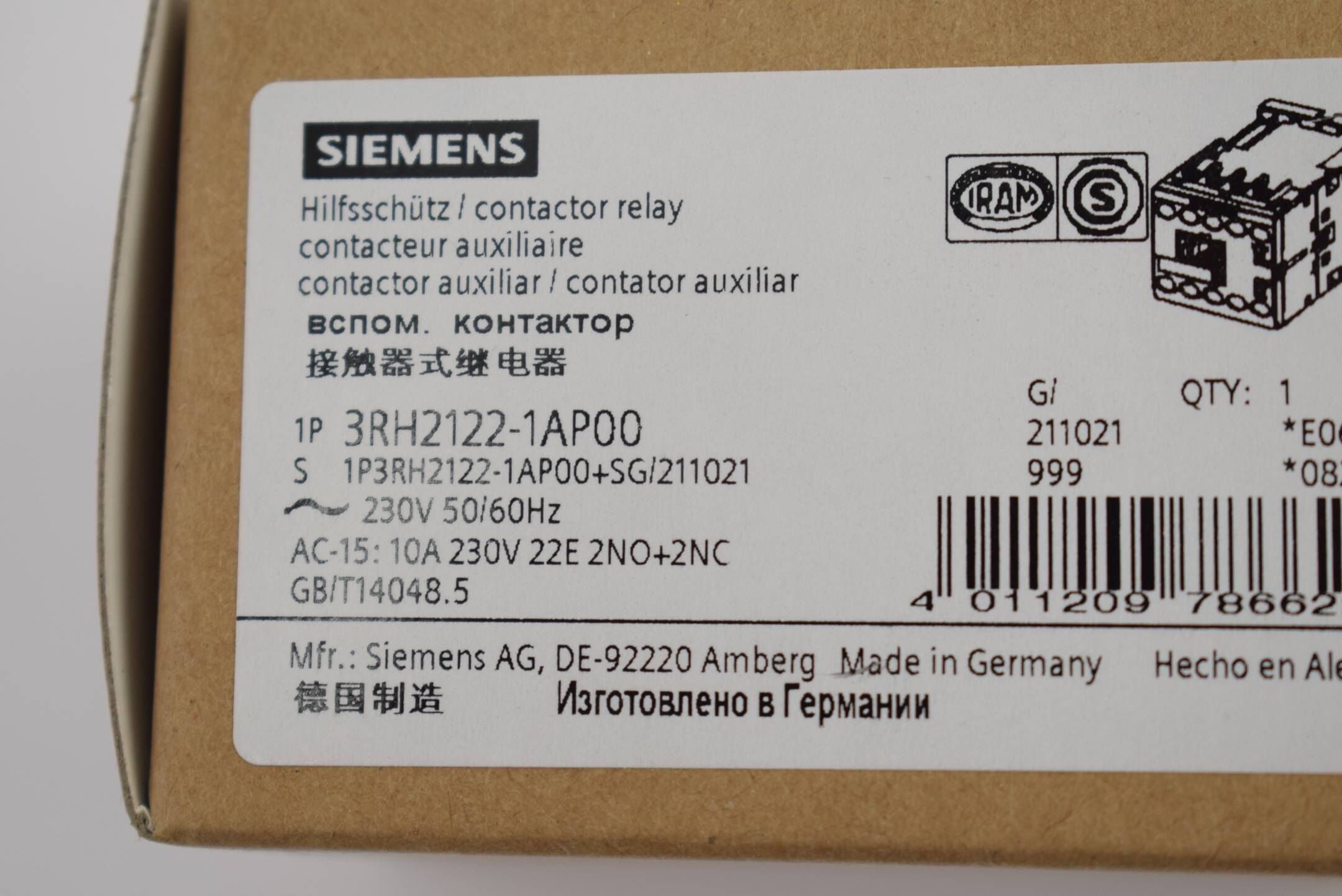 Siemens contactor relay 3RH2122-1AP00 ( 3RH2122-1AP00 ) E6