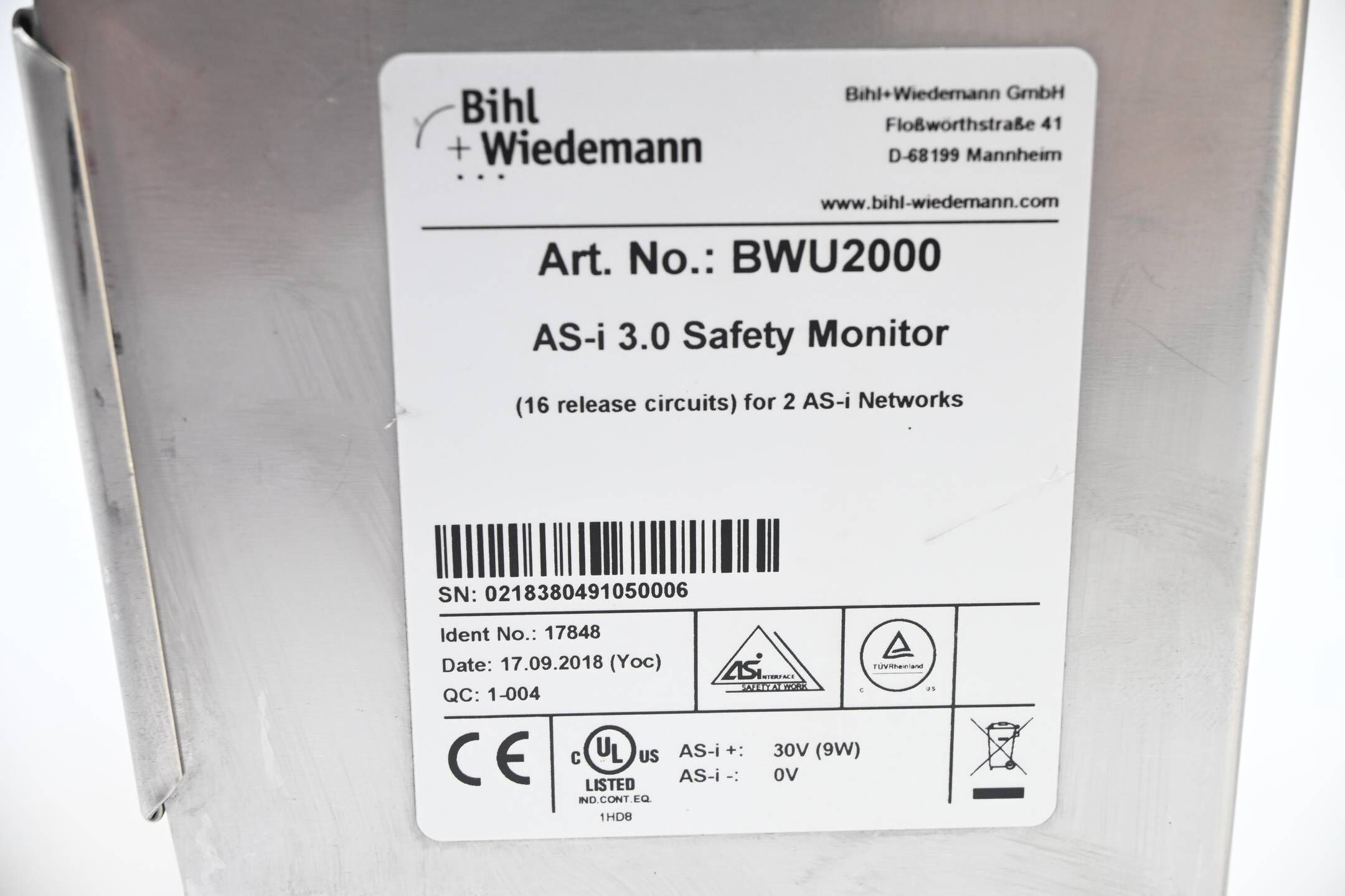 Bihl + Wiedemann AS-i 3.0 Safety Monitor BWU2000 ( 17848 )