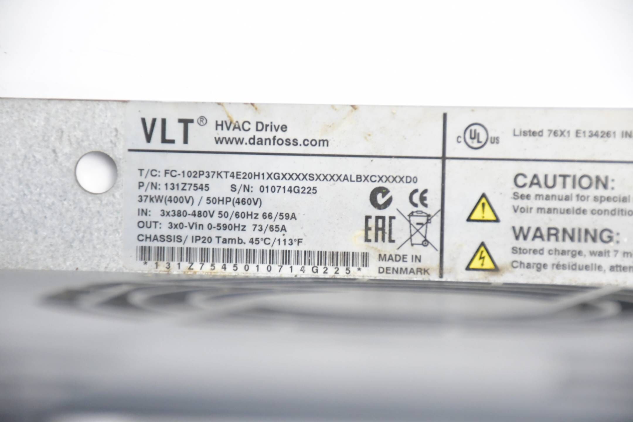Danfoss VLT® HVAC Drive FC-102 FC-102P37KT4E20H1XGXXXXSXXXXALBXCXXXXD0 131Z7545