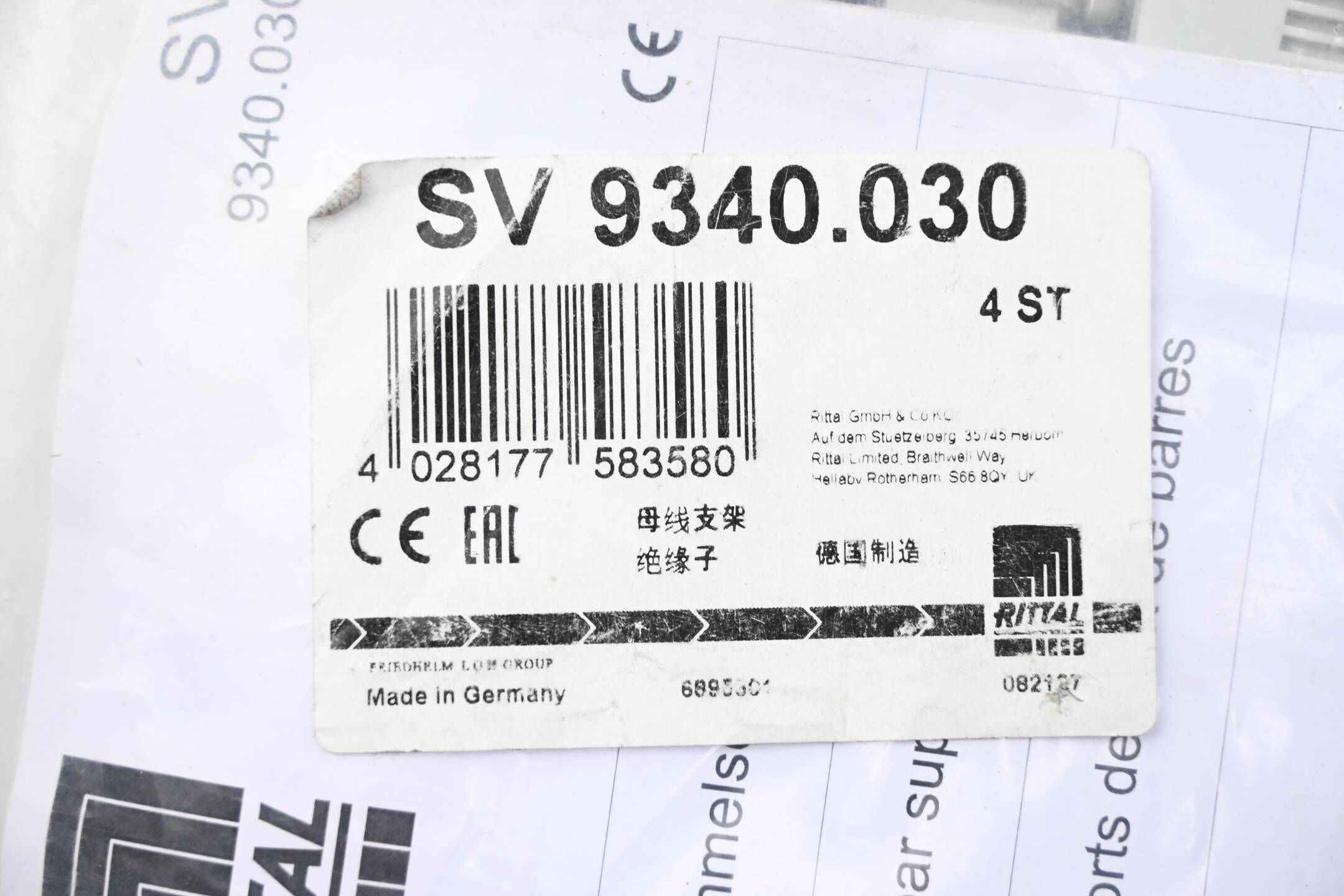 Rittal 4 Stück Sammelschiene SV 9340.030 ( SV 9340030 )