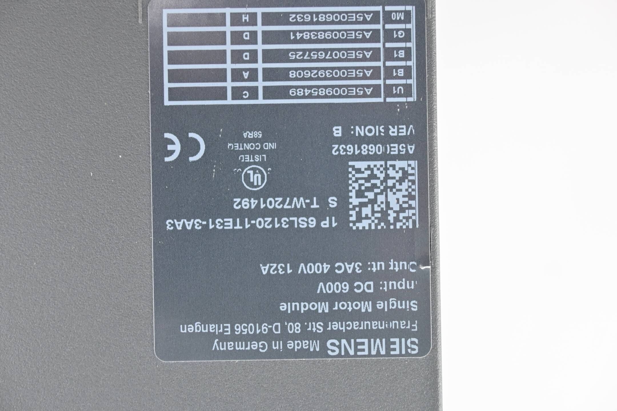 Siemens Sinamics Single Motor Module 6SL3120-1TE31-3AA3 ( 6SL3 120-1TE31-3AA3 )B