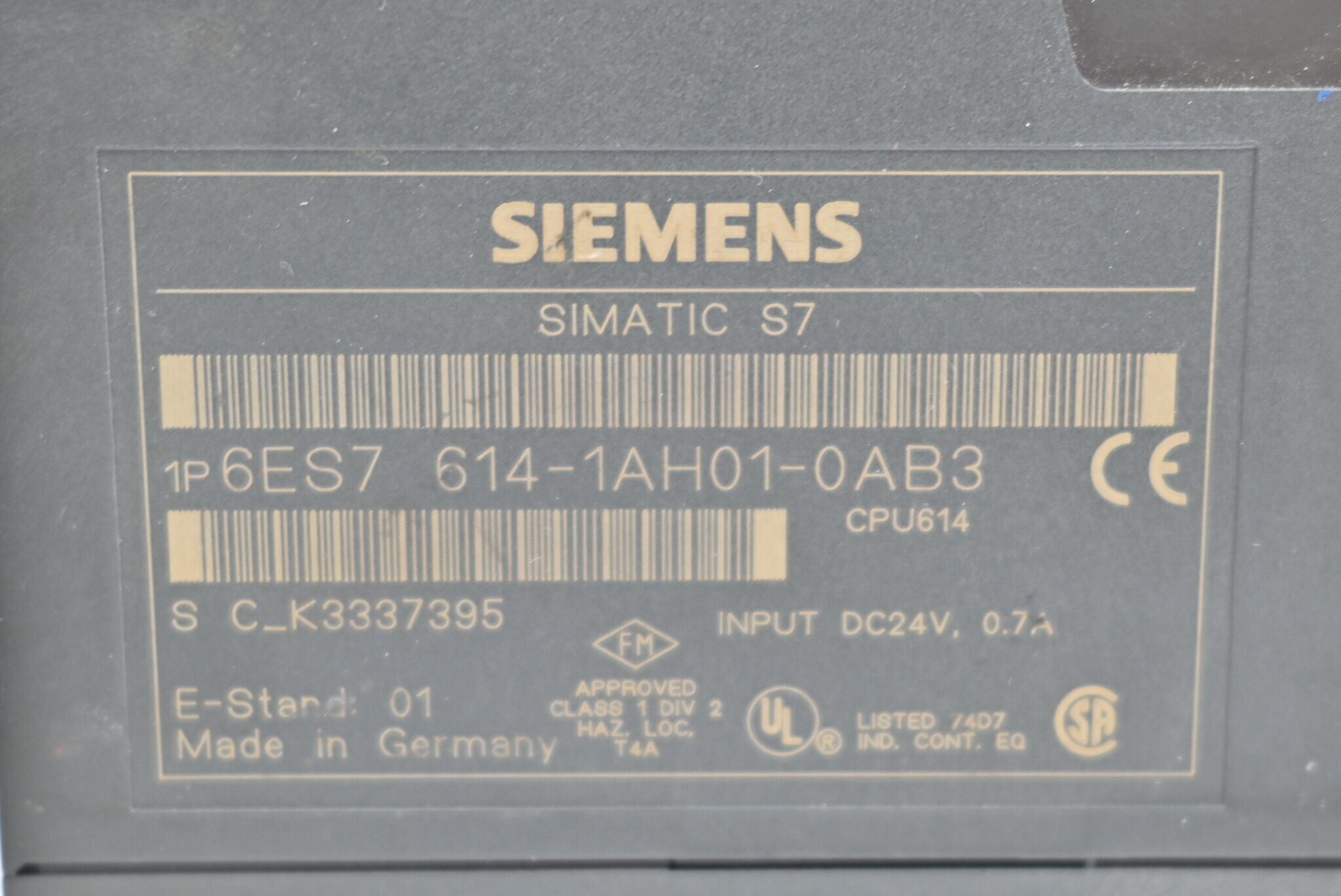 Siemens Simatic S7 CPU 614 6ES7614-1AH01-0AB3 ( 6ES7 614-1AH01-0AB3 ) E.01