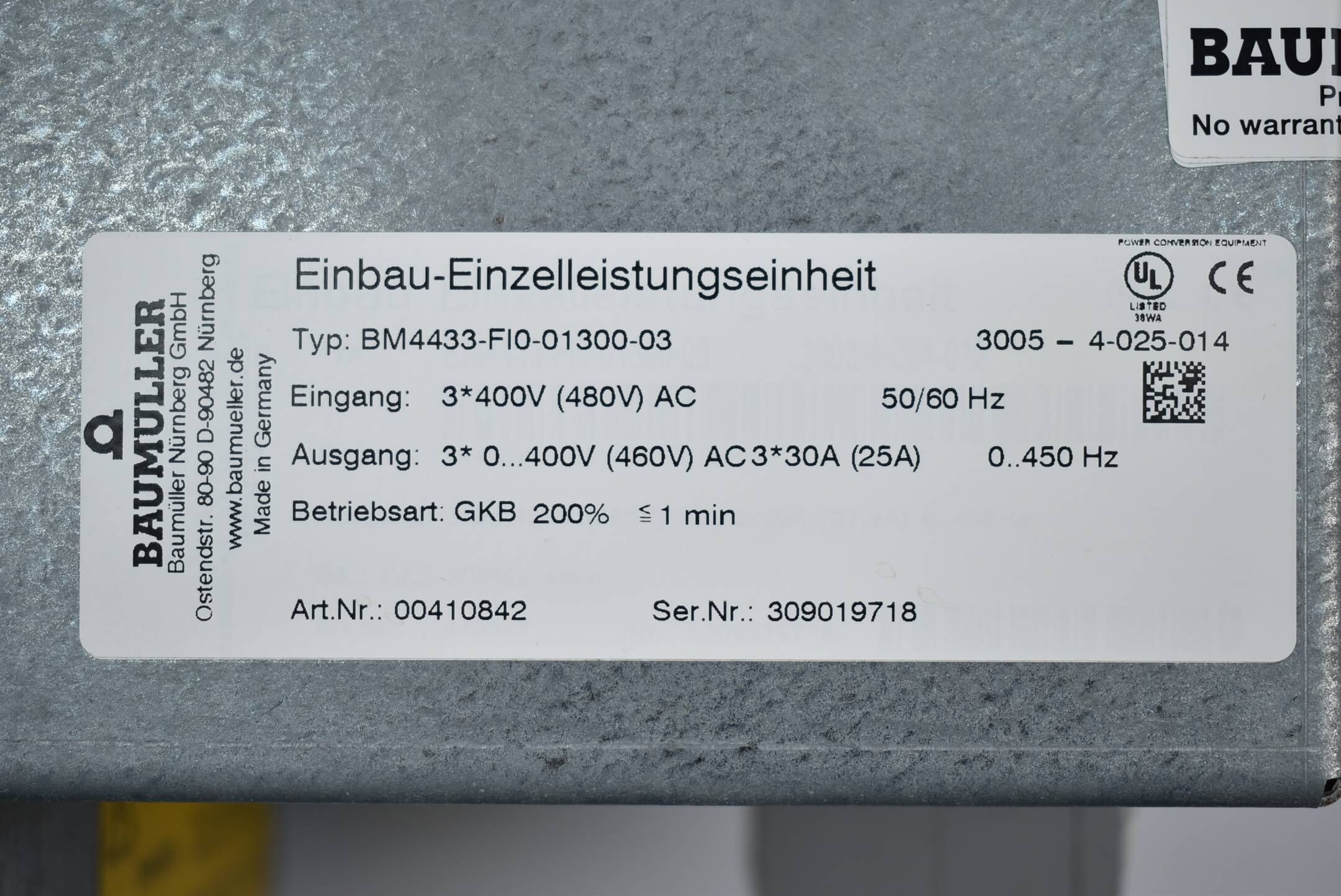 Baumüller Einbau-Einzelleistungseinheit BM4433-FI0-01300-03 ( 3005-4-025-014 )
