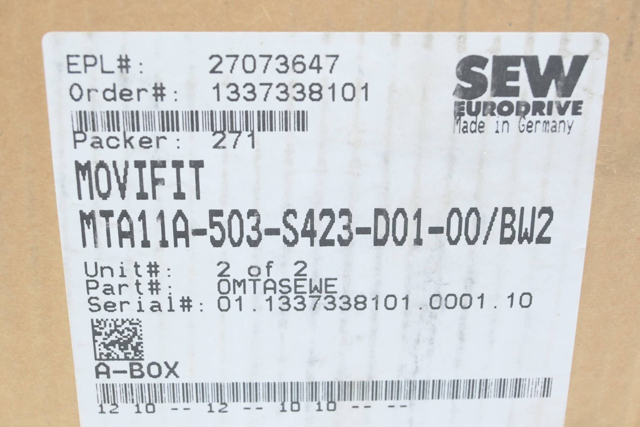 SEW Eurodrive Movifit Anschlussbox MTA11A-503-S423-D01-00/BW2