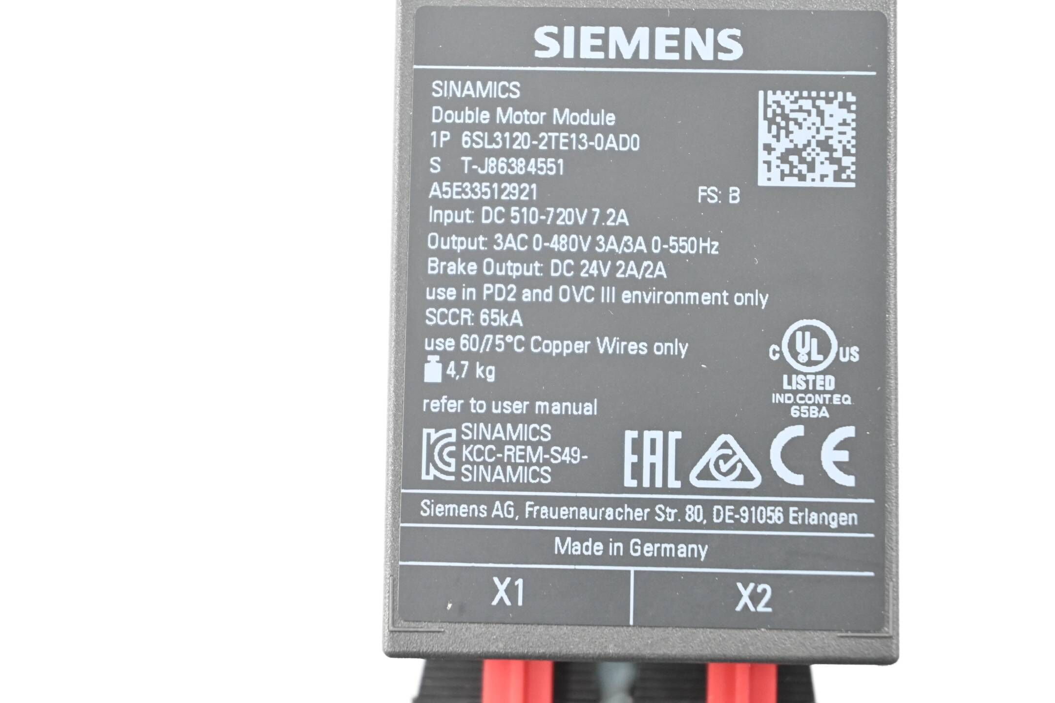 Siemens sinamics Double Motor Modul 6SL3 120-2TE13-0AD0 ( 6SL3120-2TE13-0AD0 ) B