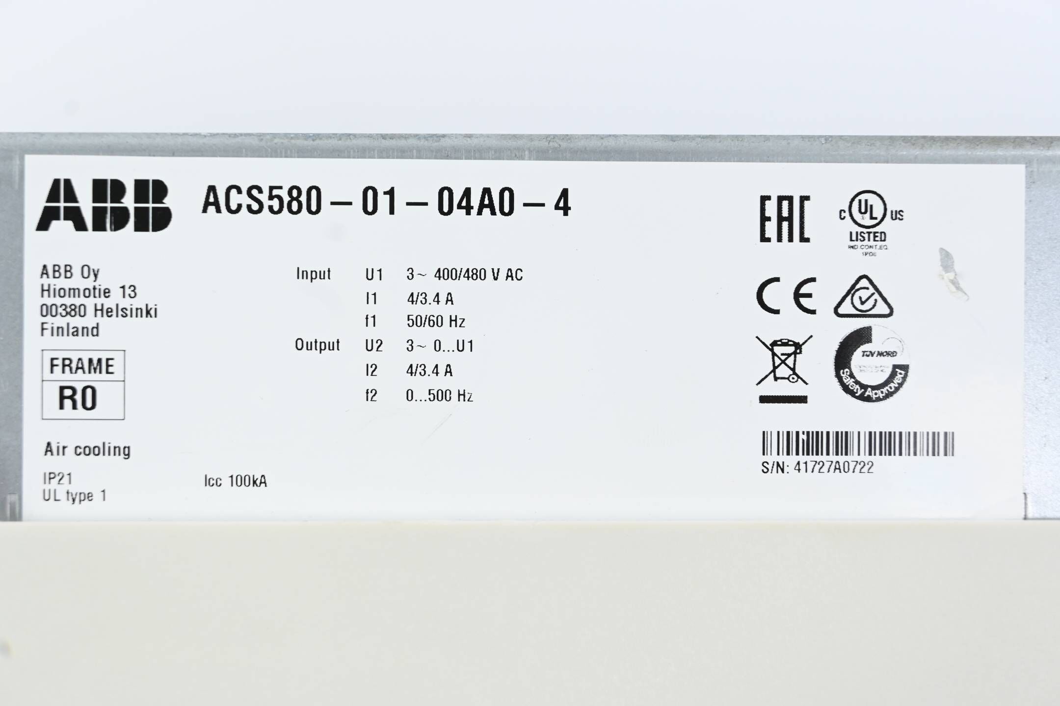 ABB Frequenzumrichter ACS580-01-04A0-4