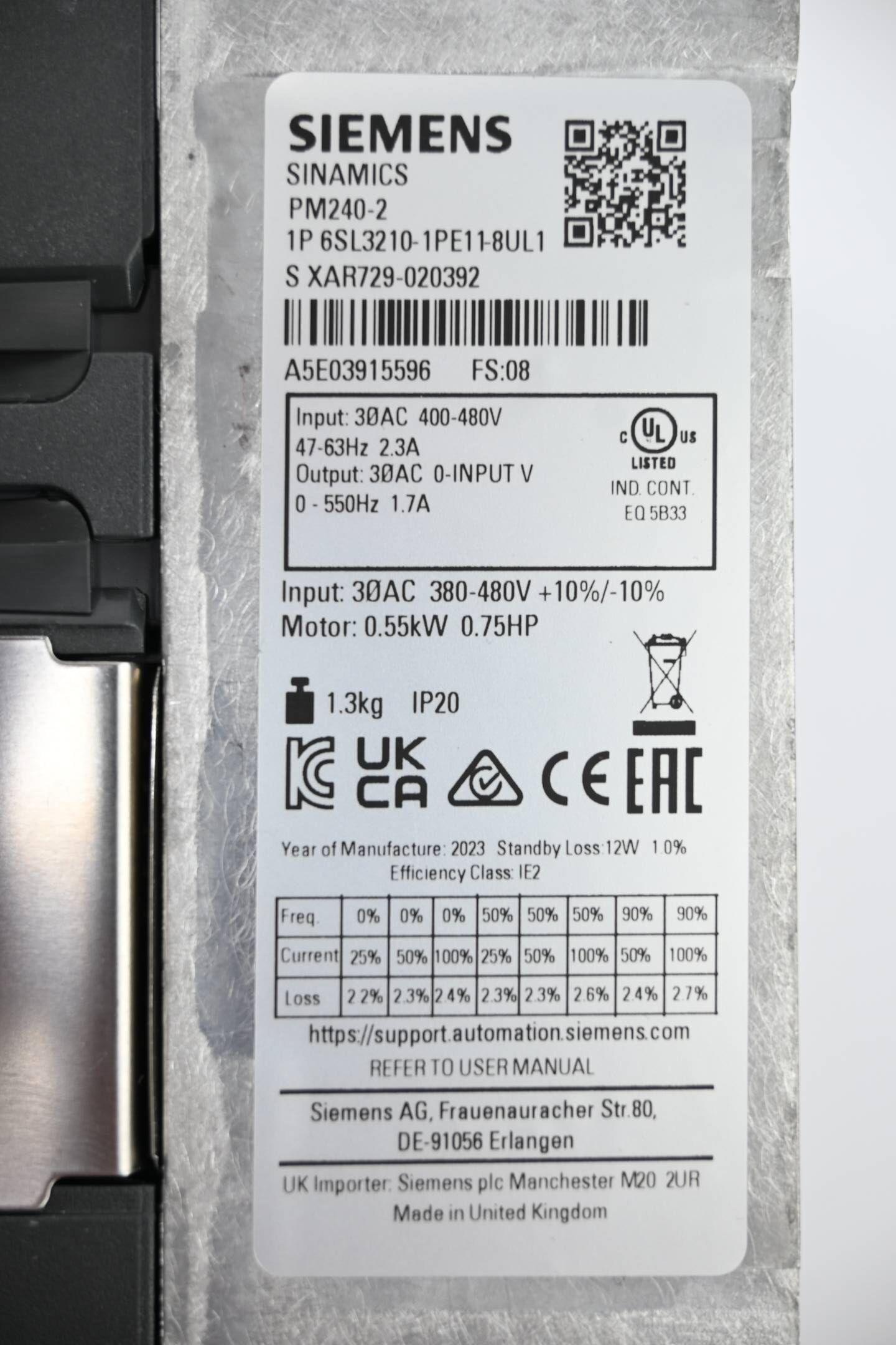 Siemens Sinamics Power Module PM240-2 6SL3210-1PE11-8UL1 ( 6SL3 210-1PE11-8UL1 )