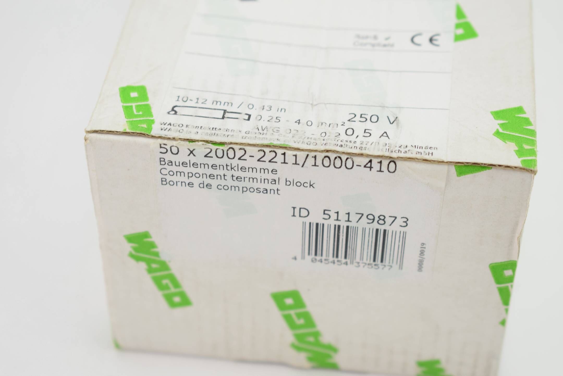 20 Stück Wago Bauelementklemme  2002-2211 (  2002-221 )