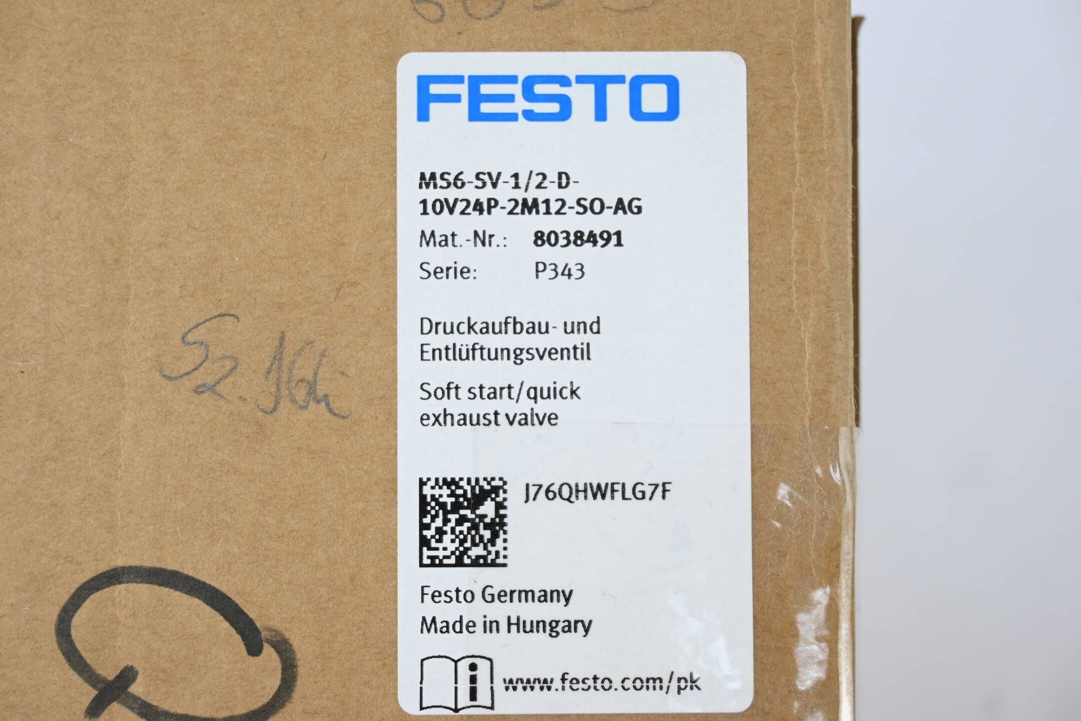 Festo Druckaufbau- &Entlüftungsventil MS6-SV-1/2-D-10V24P-2M12-SO-AG ( 8038491 )