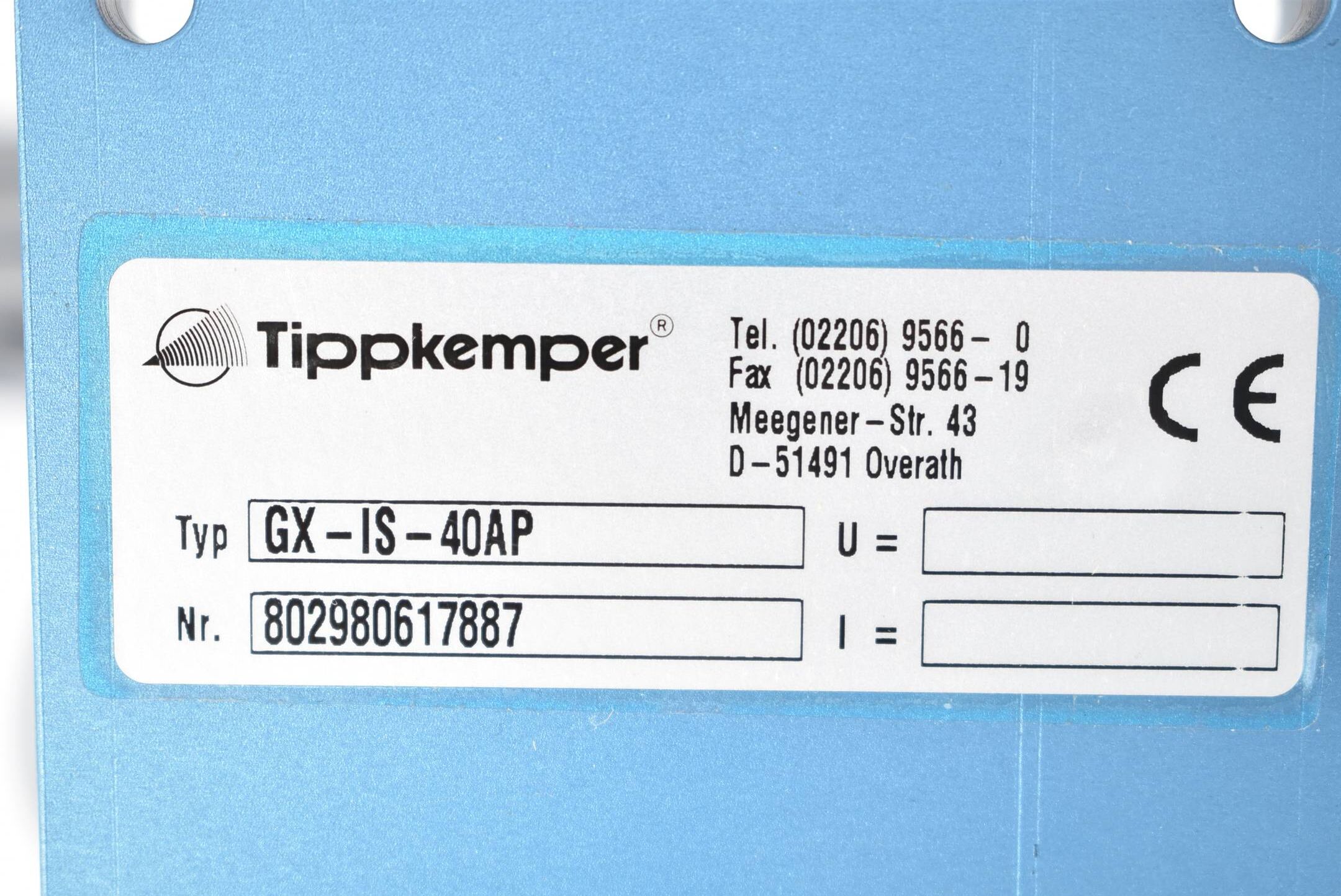 Tippkemper Sicherheits-Induktivsensoren GX-IS-40AP