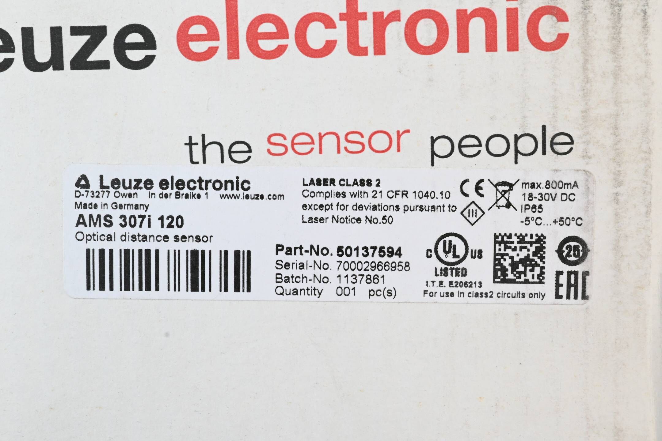 Leuze Electronic Optischer Abstandssensor AMS 307i 120 ( 50137594 )