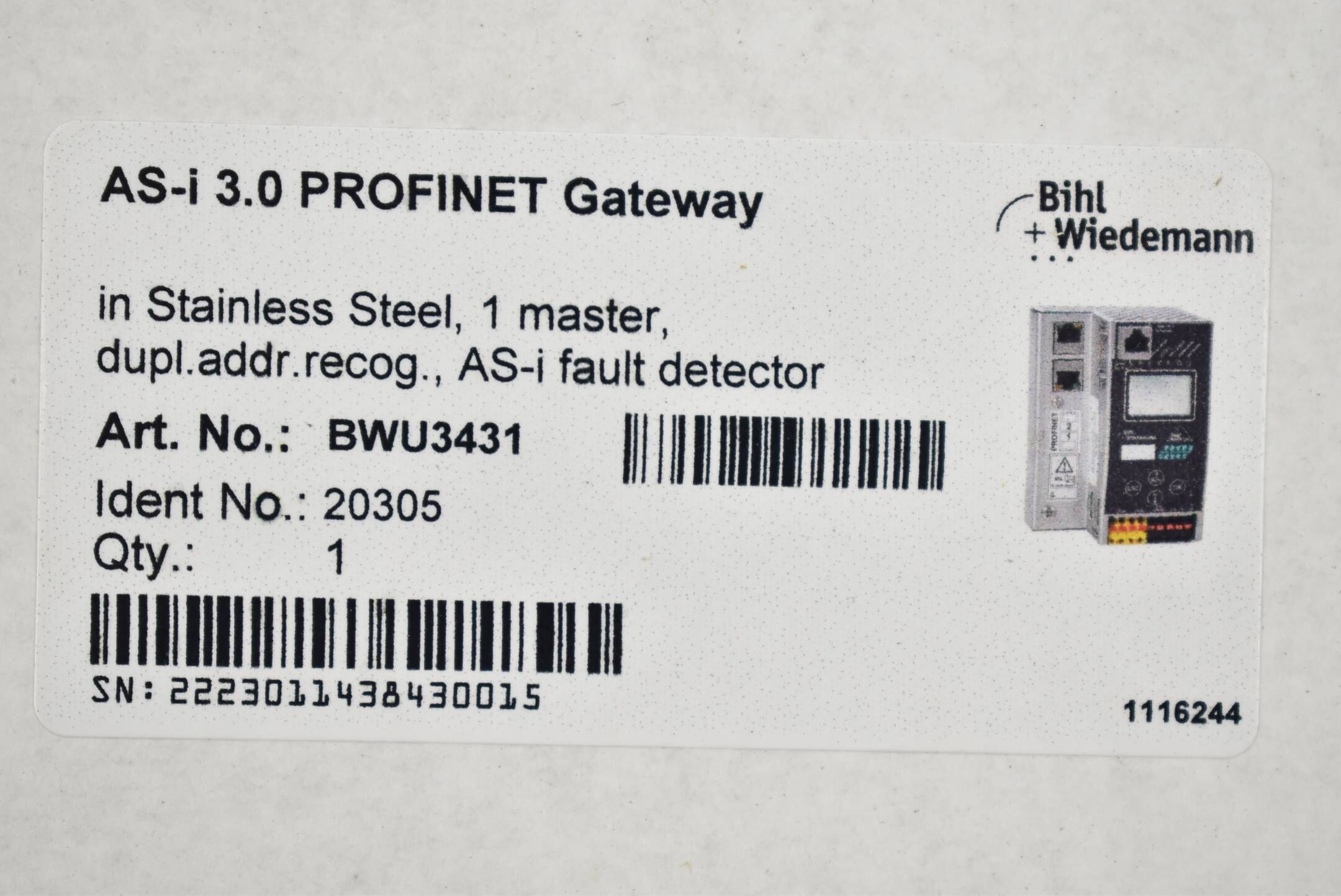Bihl + Wiedemann ASi-3 Profinet Gateway in Edelstahl BWU3431 ( 20305 )