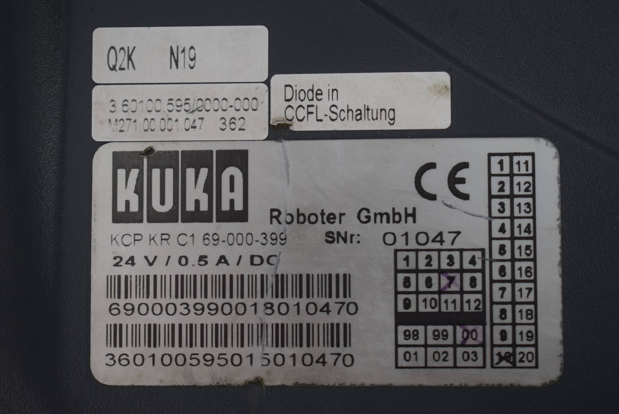 Kuka Control Panel KCP KR C1 69-000-399 24 V / 0.5 A / DC