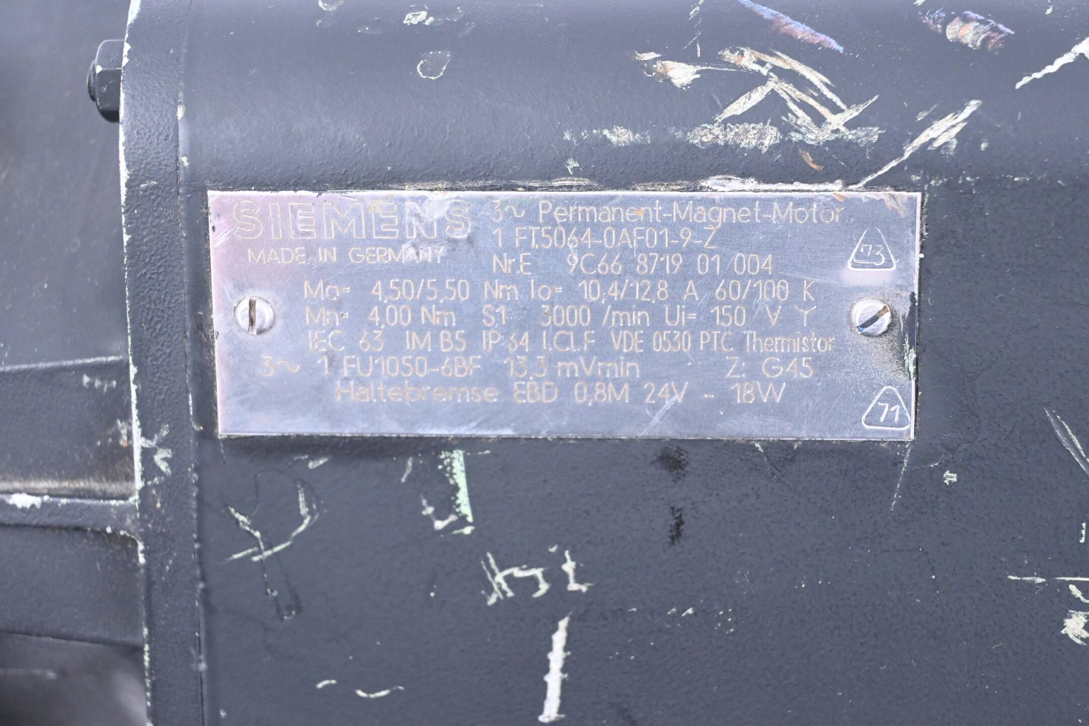Siemens Servomotor 1FT5064-0AF01-9-Z ( 1FT5 064-0AF01-9-Z ) Z= G45