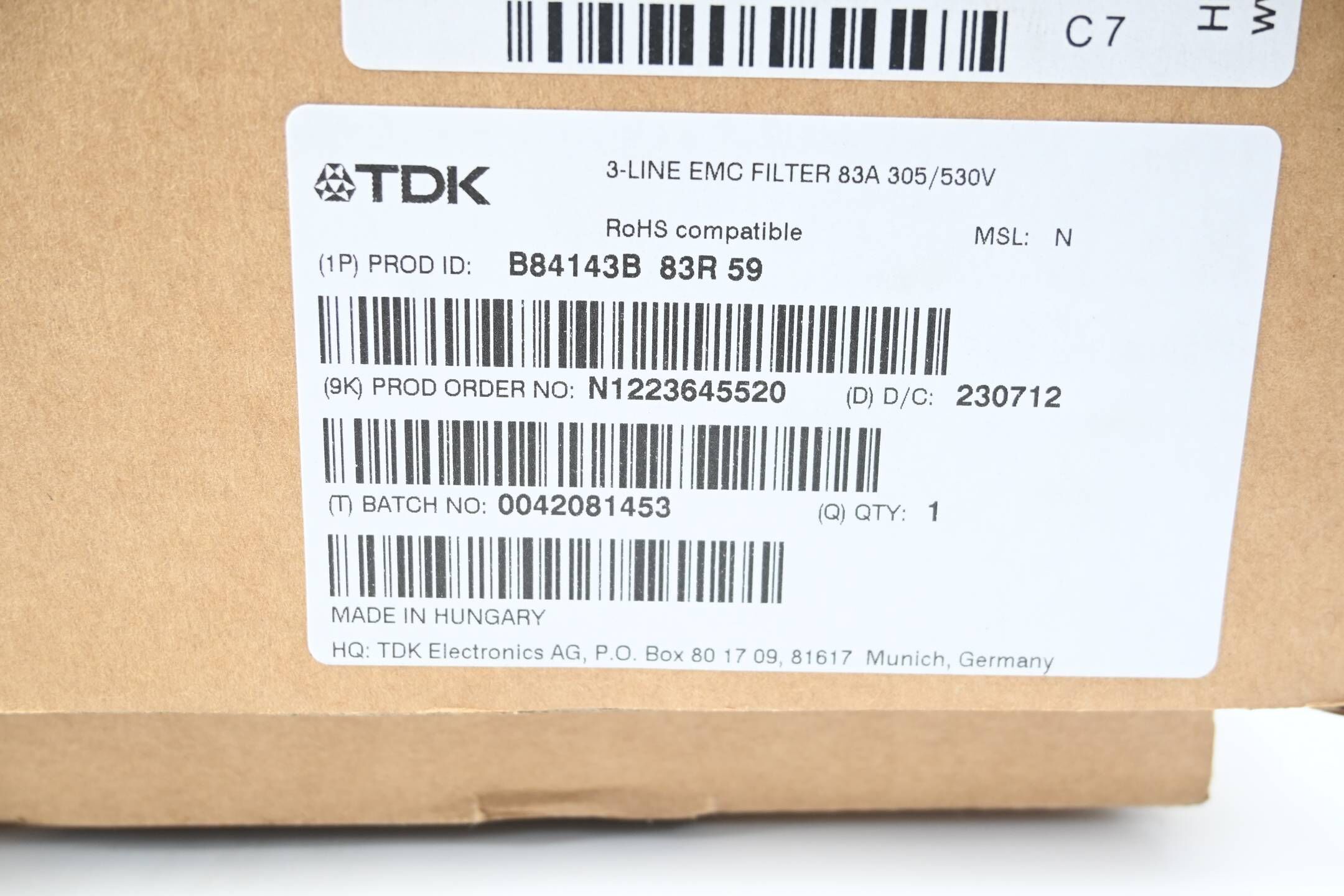 Heidenhain Netzentstörfilter EPCOS 1169717- 01 ( 3x530V 3x83A 50/60Hz ) Ver. C7