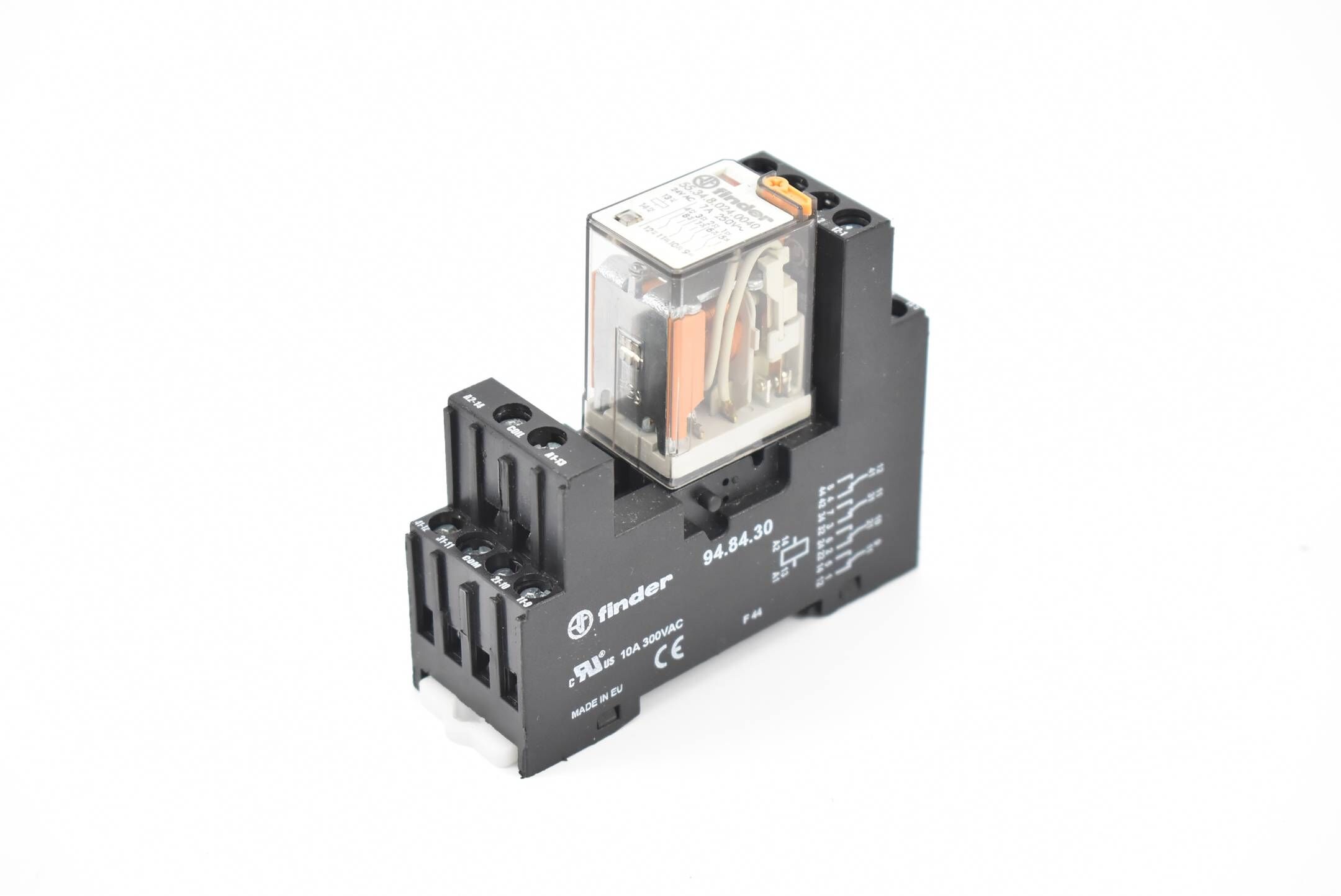 Finder Relaissockel 94.84.30 + Relais 55.34.8.024.0040 ( 24VAC 7A 250V )