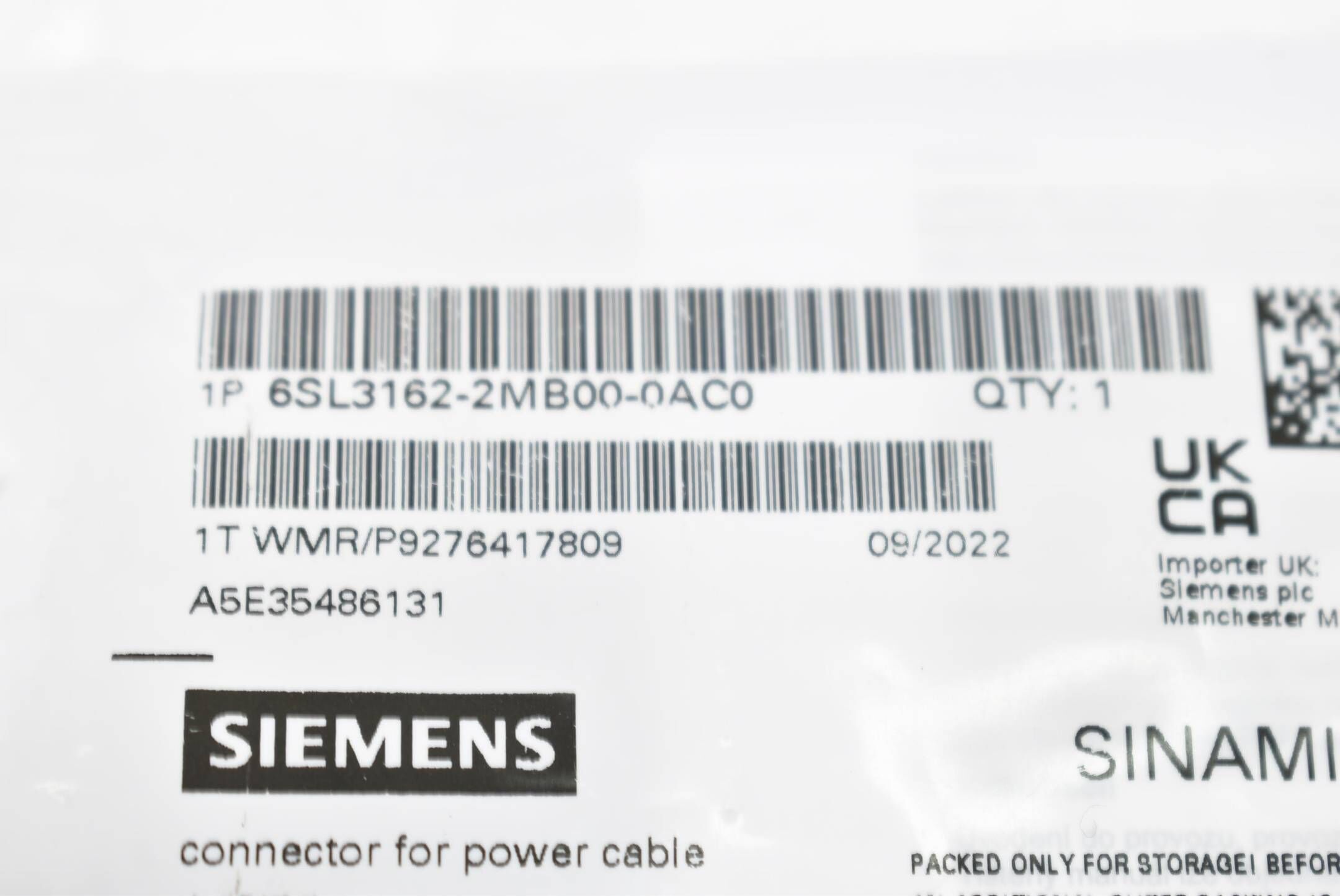 Siemens S120 Leistungsstecker 6SL3162-2MB00-0AC0 ( 6SL3 162-2MB00-0AC0 ) EA