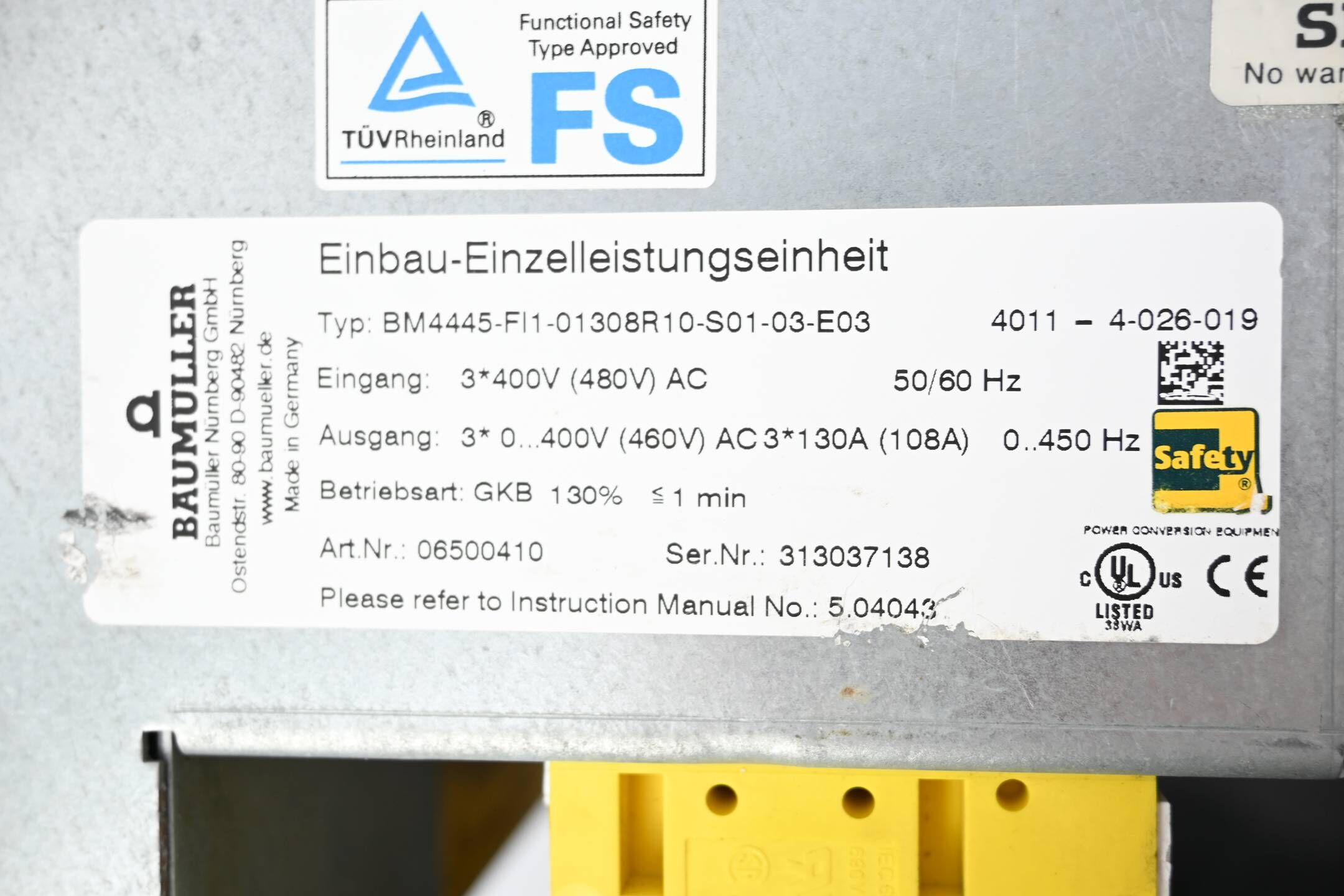 Baumüller Einbau-Einzelleistungseinheit BM4445-FI1-01308R10-S01-03-E03 06500410