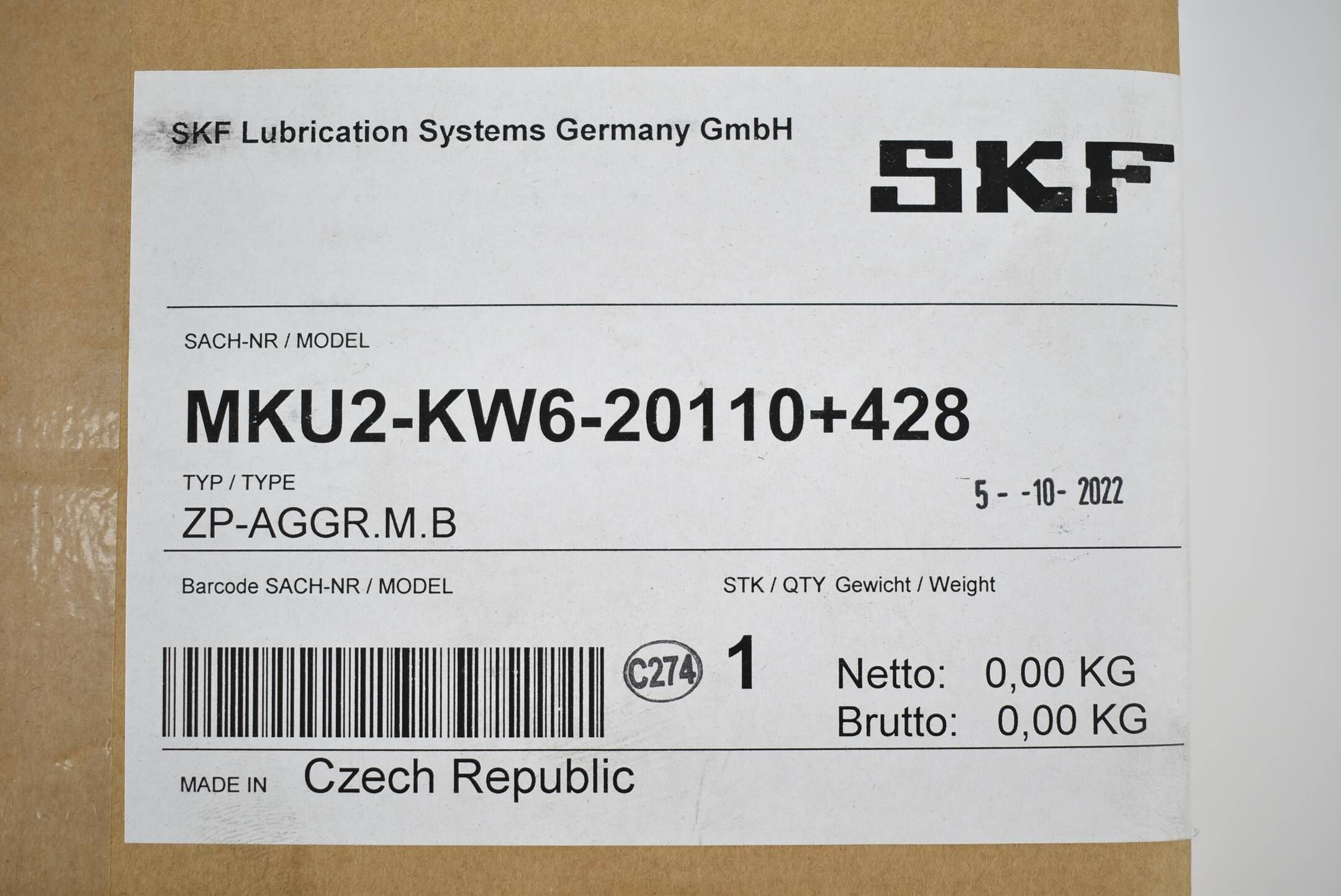 SKF Einleitungspumpe ZP-AGGR.M.B ( MKU2-KW6-20110+428 )