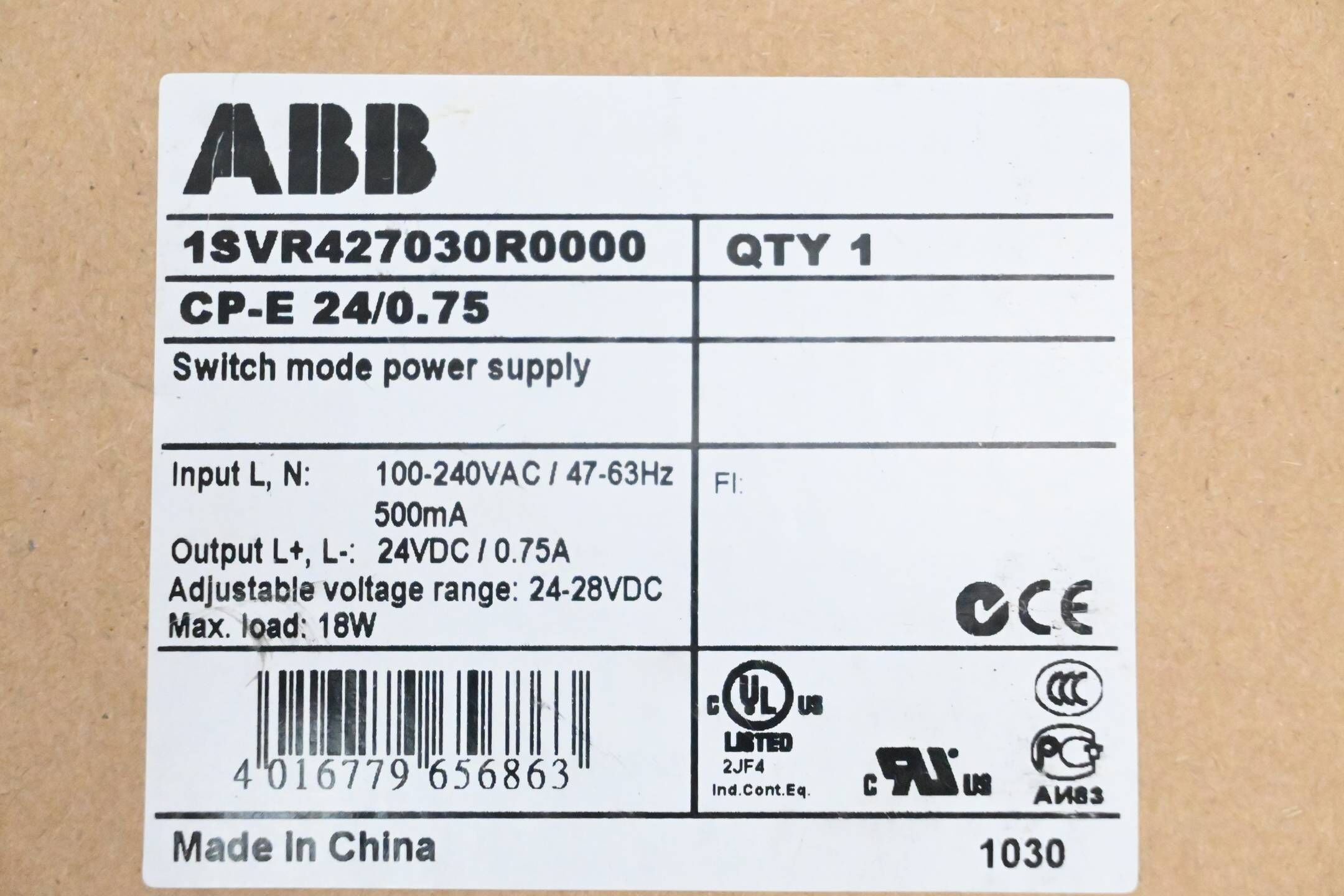 ABB Schaltnetzteil CP-E 24/0.75 ( 1SVR427030R0000 )