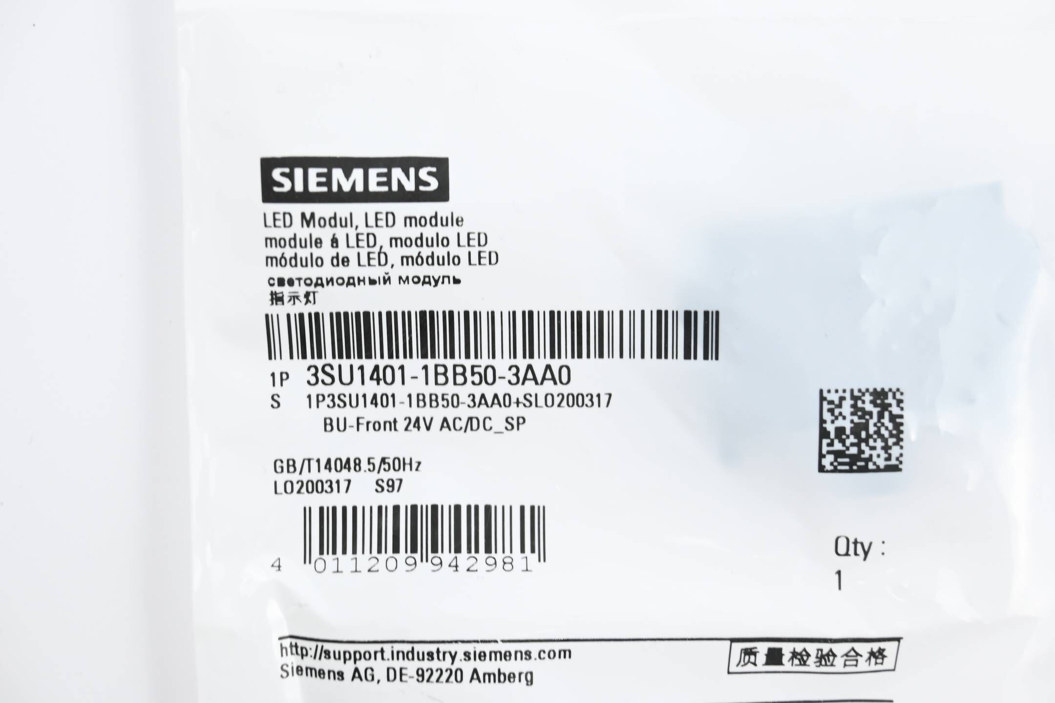 Siemens LED Modul Blau 3SU1401-1BB50-3AA0 ( 3SU1 401-1BB50-3AA0 )