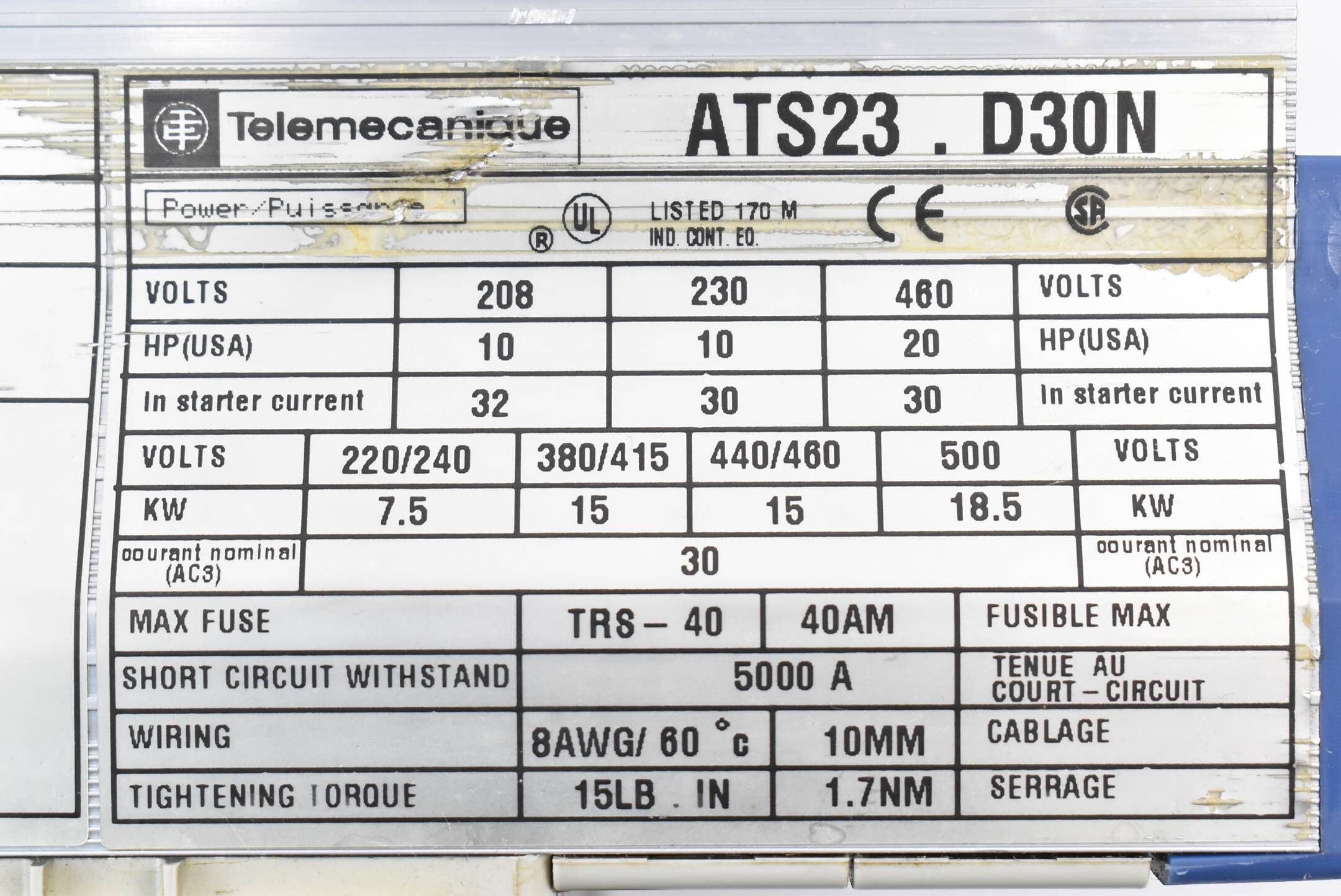 Telemecanique Altistart 3 ATS23 ( ATS23.D30N )